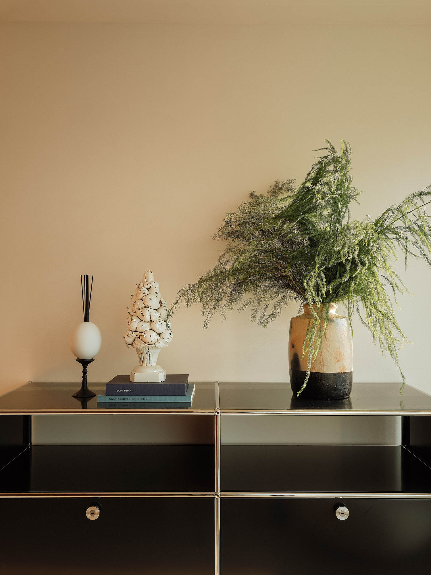 Cozy living room shelf plants decor warm natural atmosphere