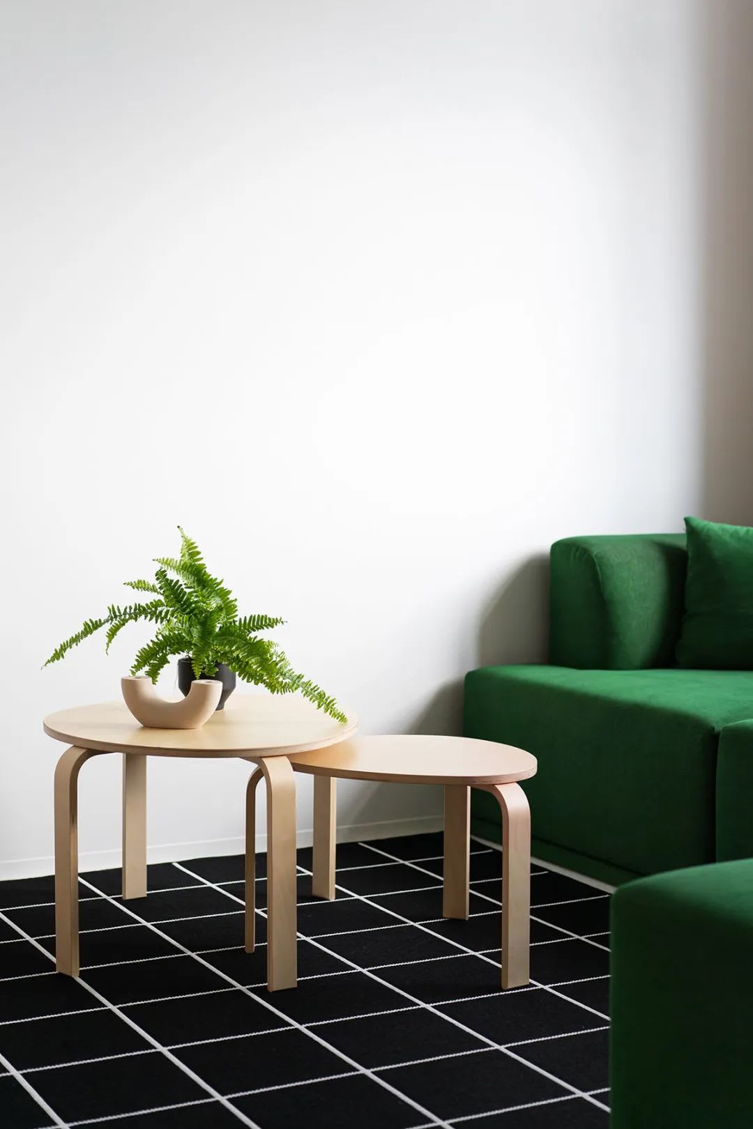 Green accent decor living room plants minimalist