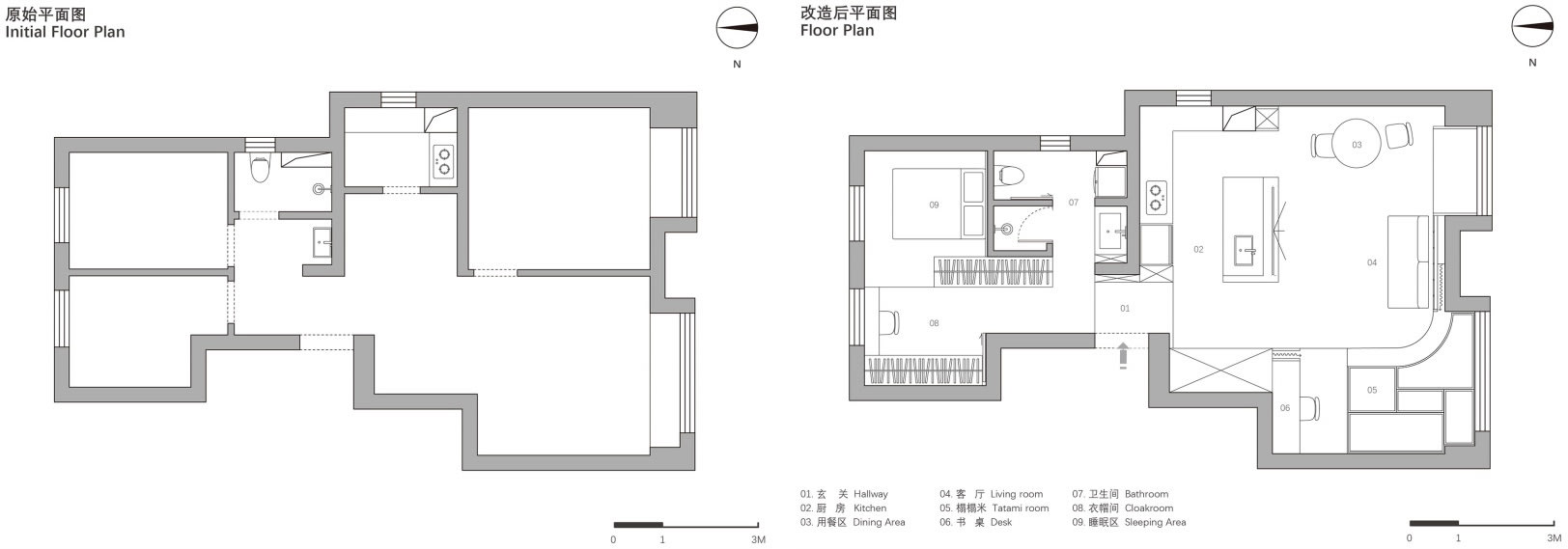 ワンルームのコンパクトなリビング空間