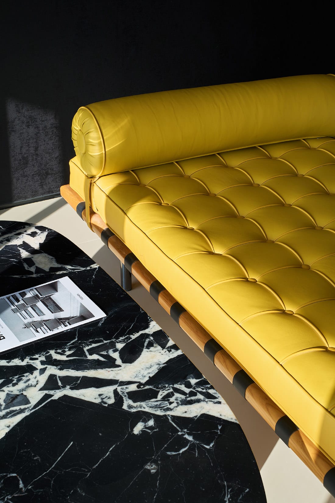 Interior design workspace with furniture and textiles