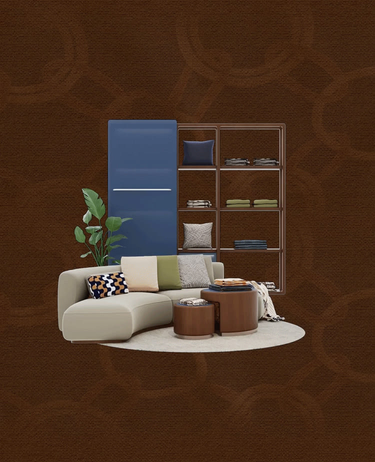 Earth tone living room interior with warm neutral color palette