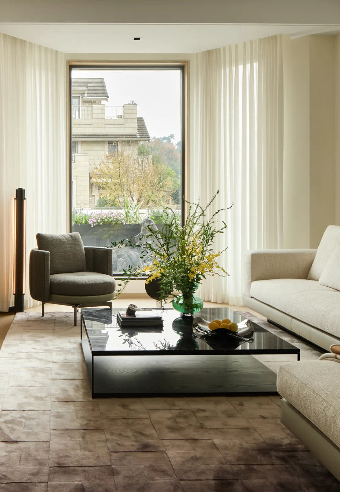 Parisian apartment living room elegant natural light