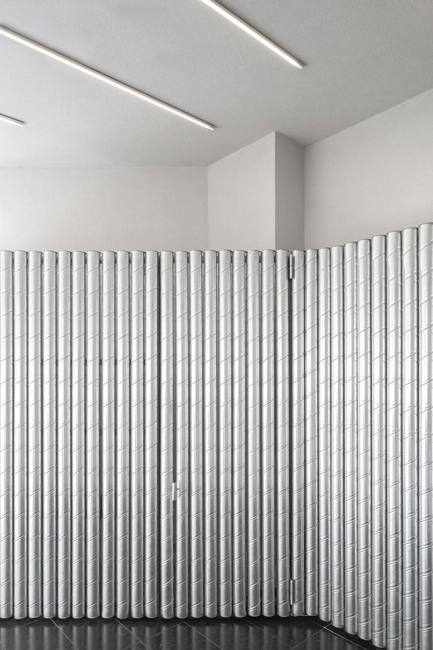 Modern minimalist living room interior with white walls and clean design