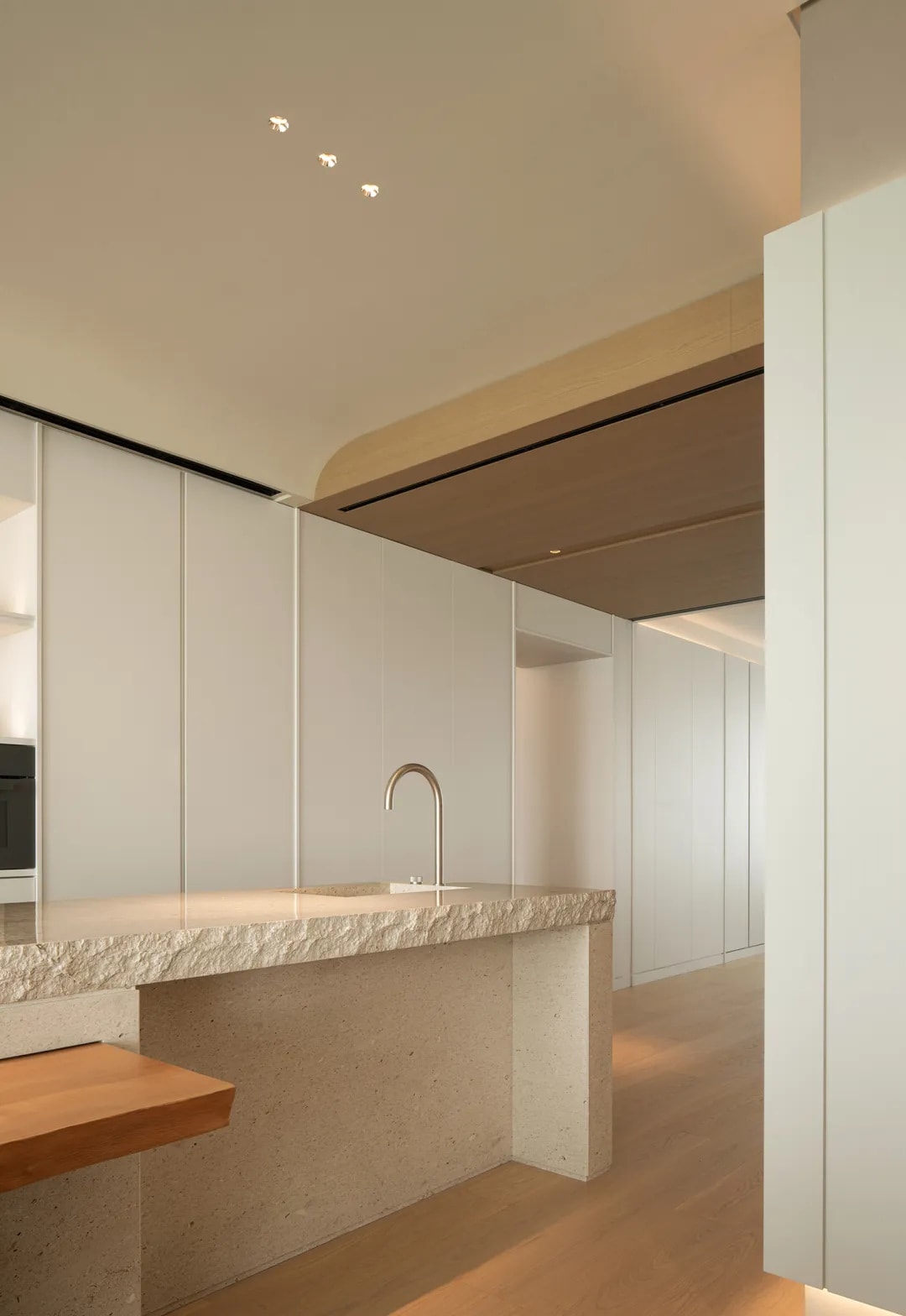 Clean modern kitchen interior with well-maintained cabinets