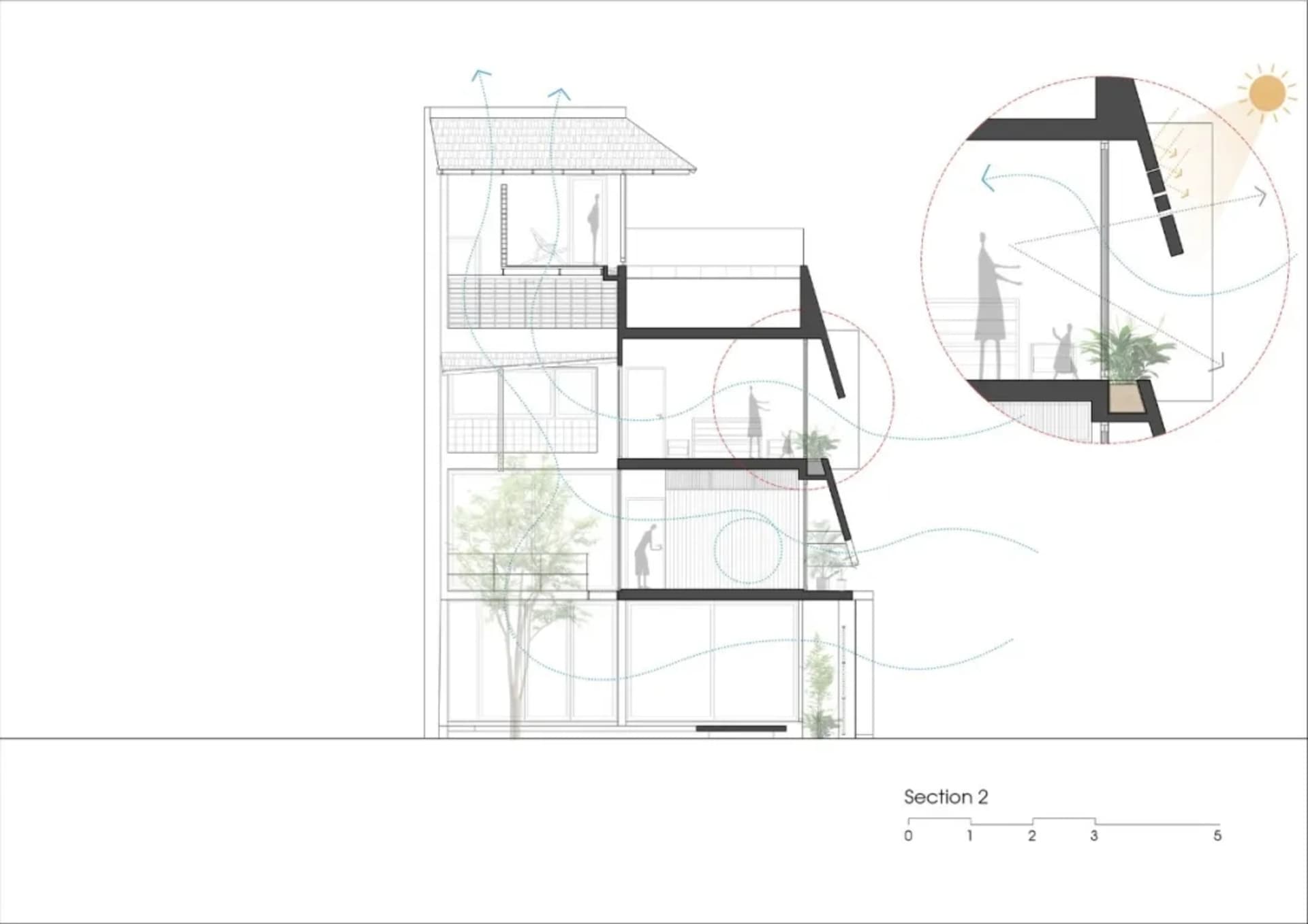 現代建築室內的示意圖,展示玻璃面板與窗戶。