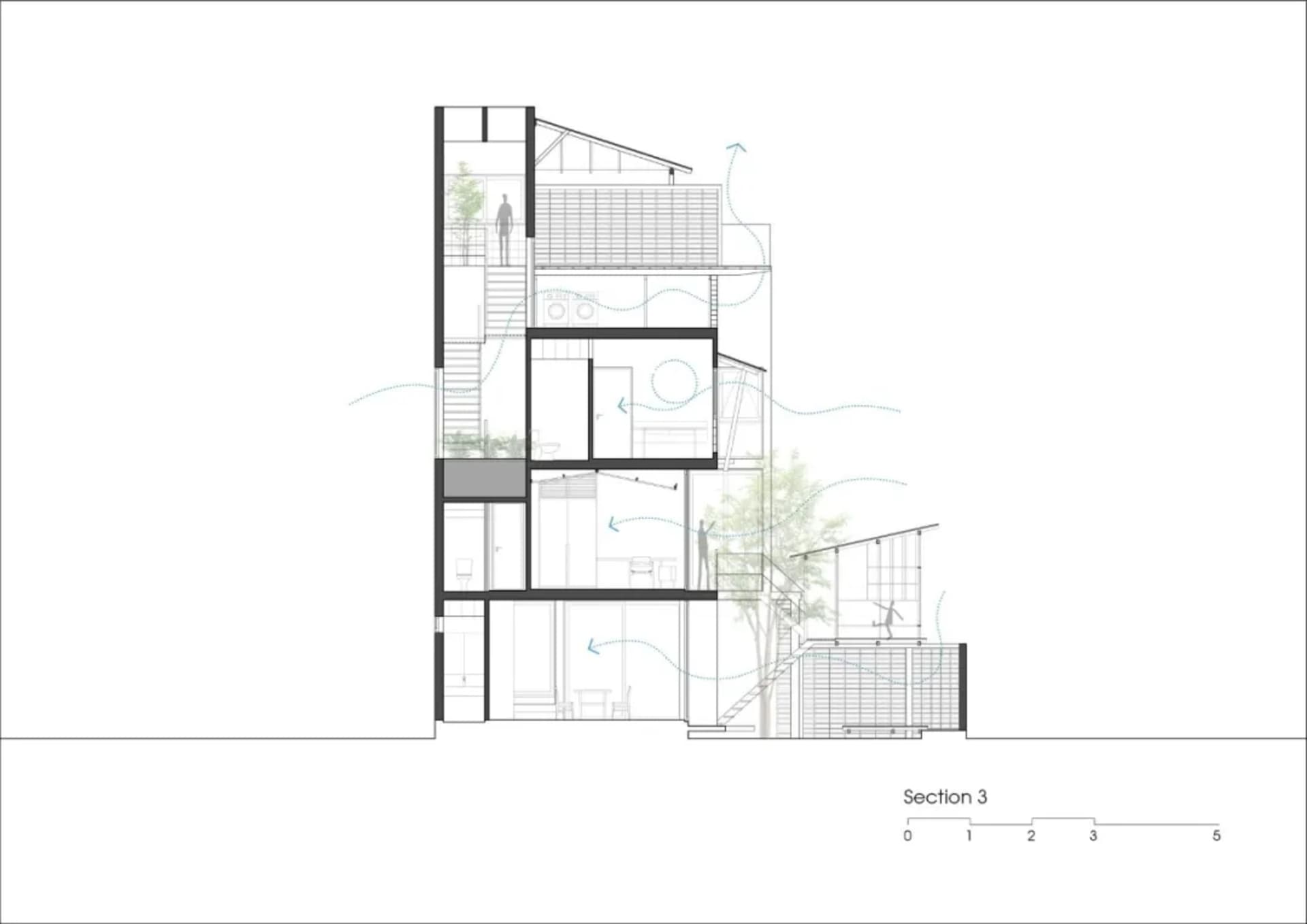 Plan of a residential house showing indoor spaces