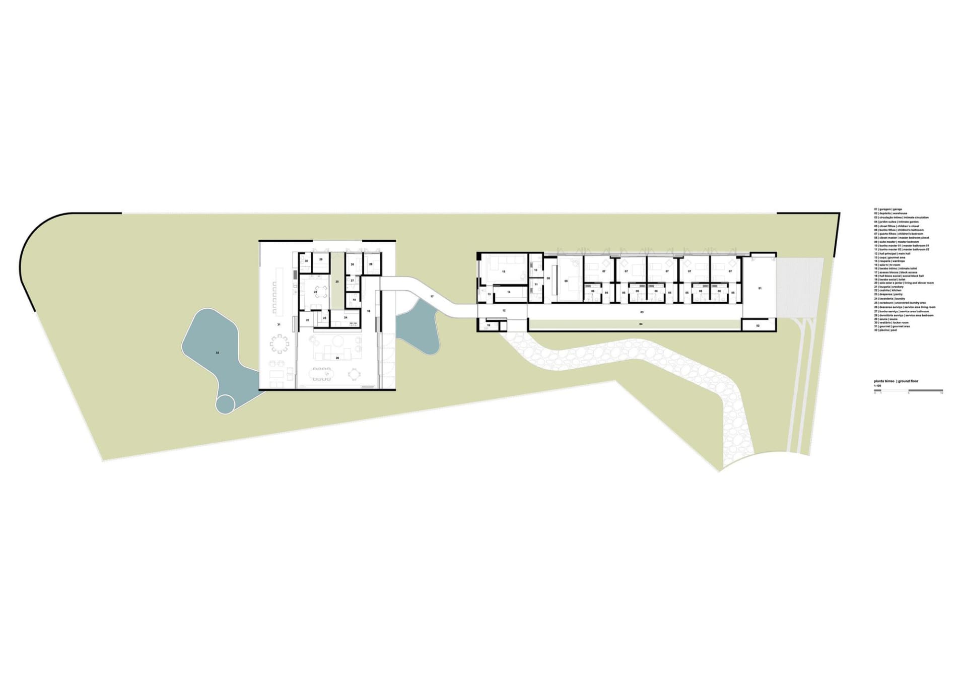 Floor plan of the ground floor of a house in Brazil