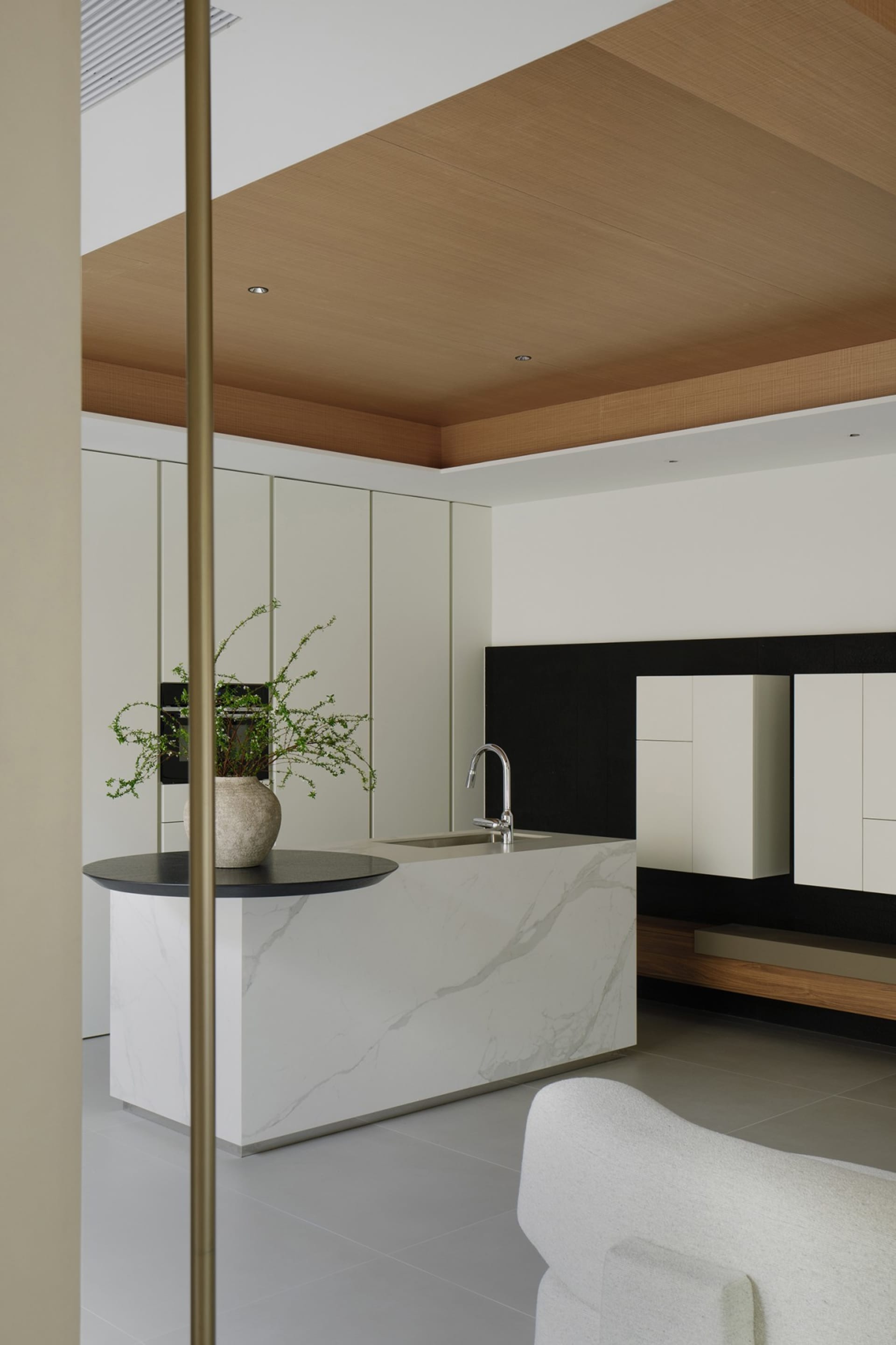 Modern interior design featuring marble elements.