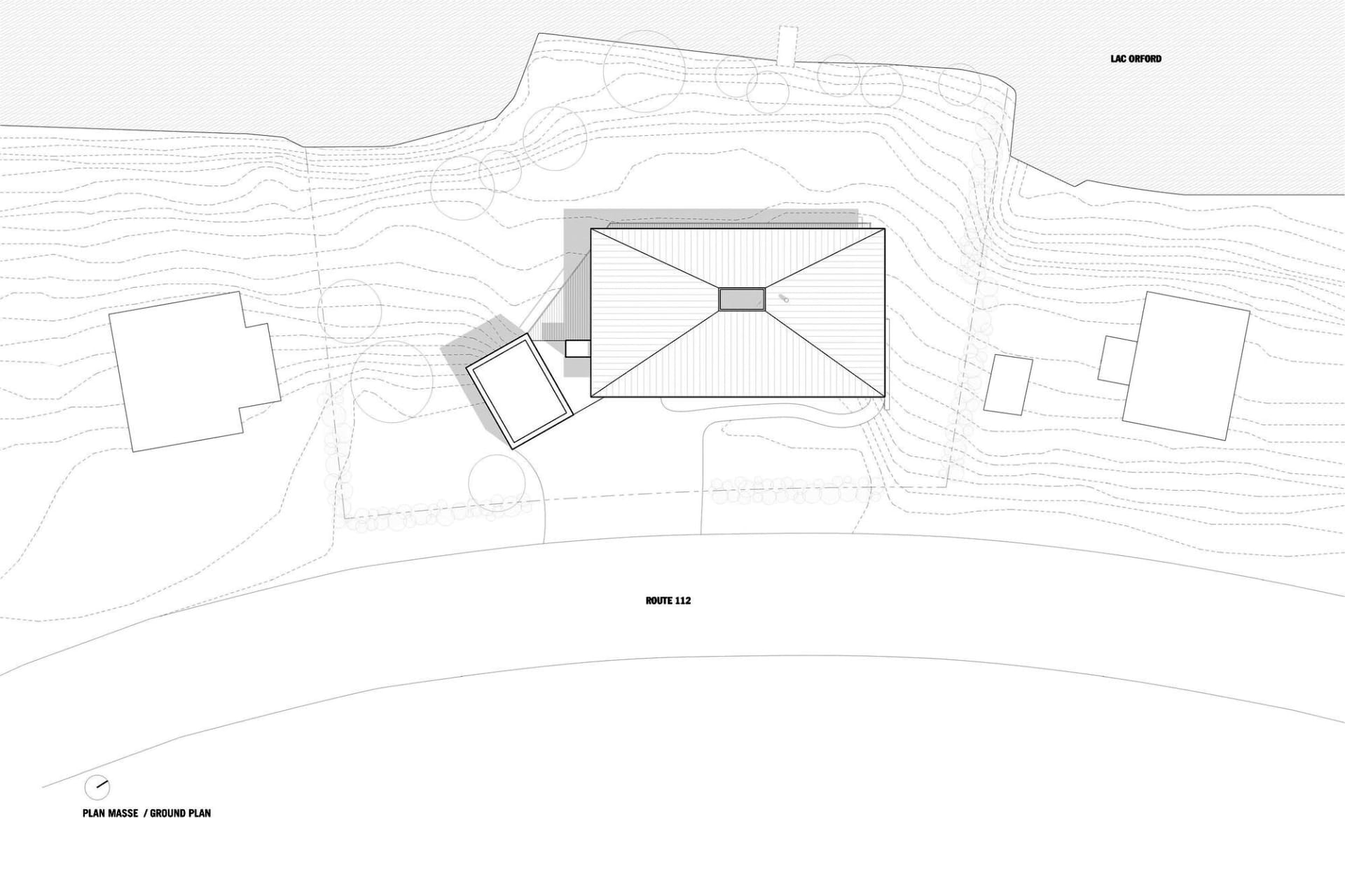 Architectural blueprint of a residential house layout
