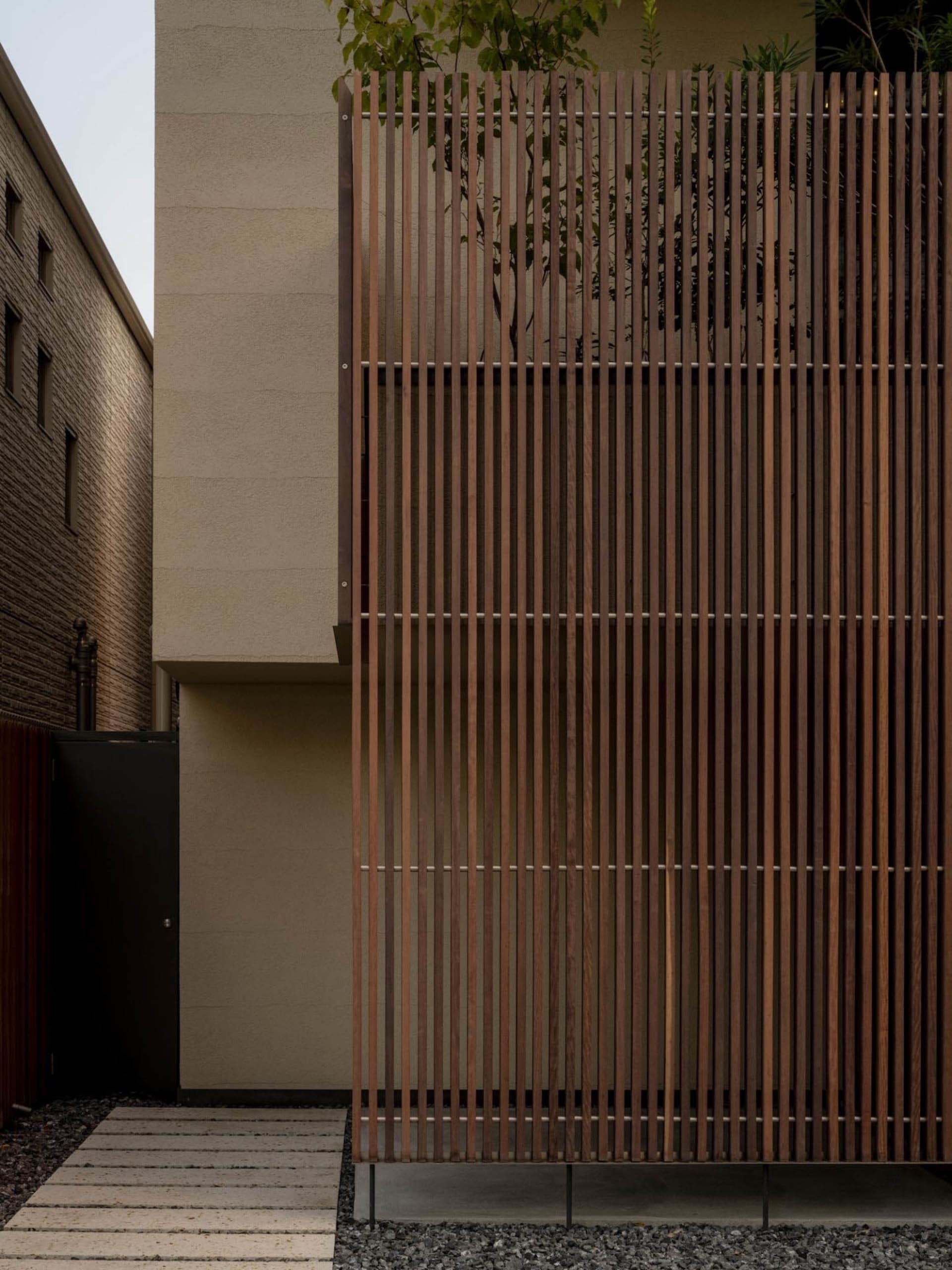 Modern architectural design featuring wooden paneling.
