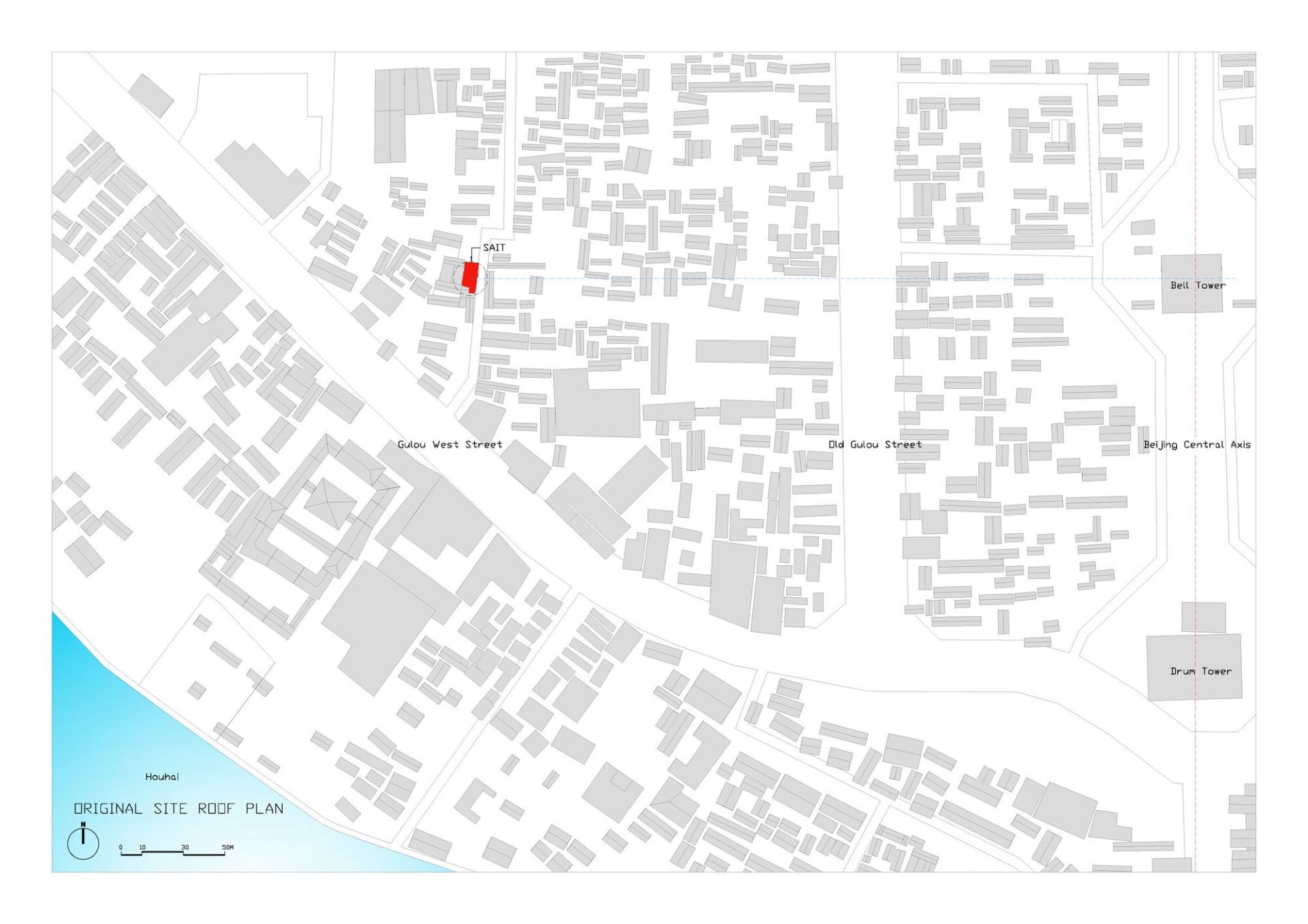Original Site Roof Plan showing urban layout and architectural details.