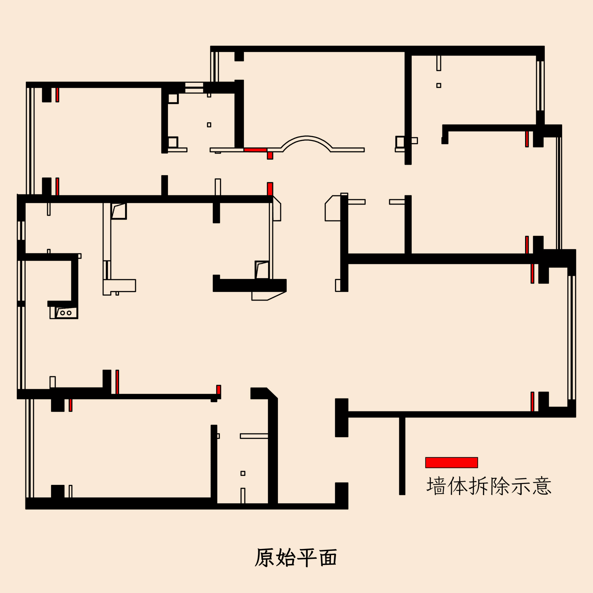 展示住宅物業配置的平面圖,牆面與家具皆無陳設