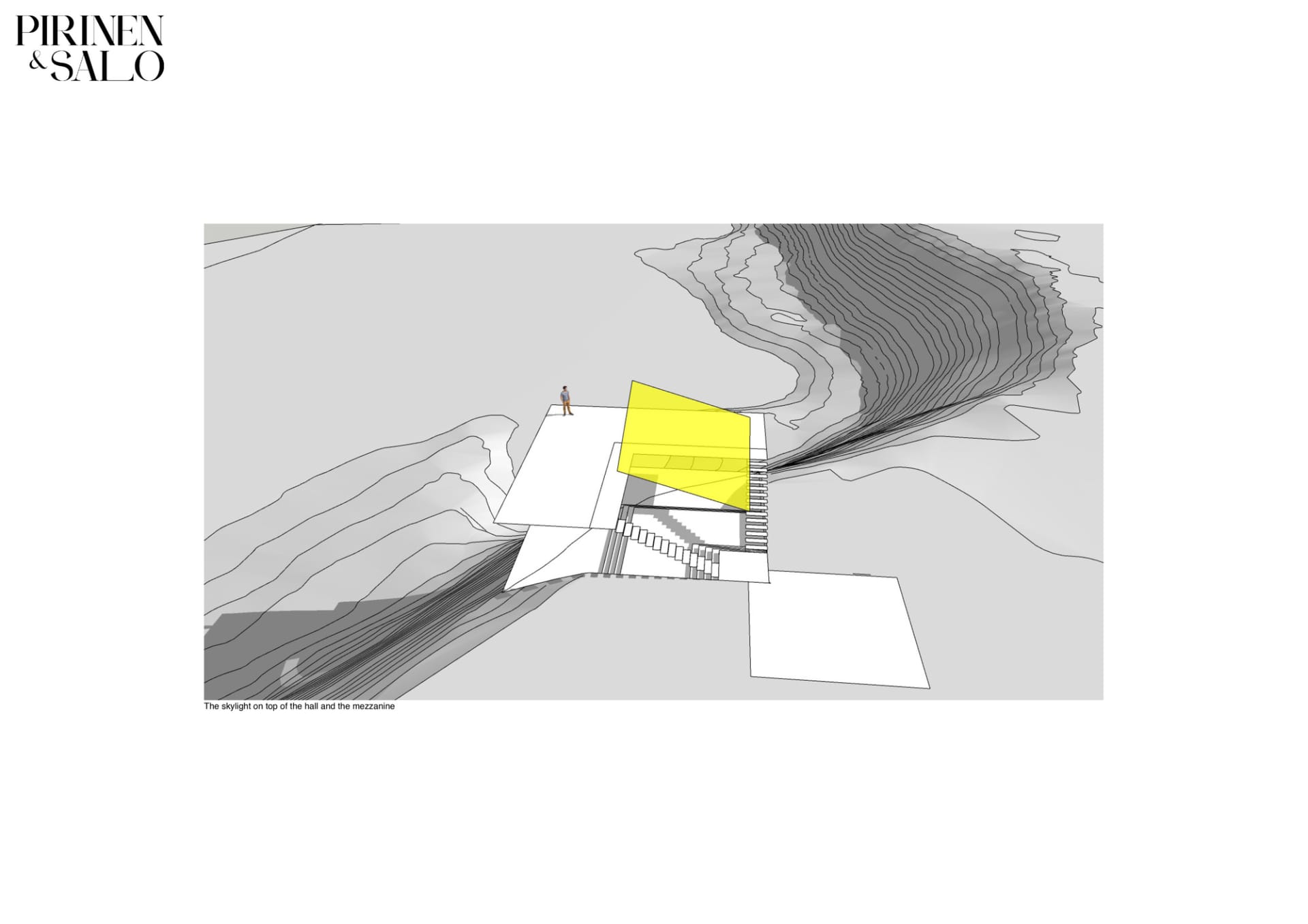 現代室內建築渲染圖,呈現清水混凝土與玻璃材質