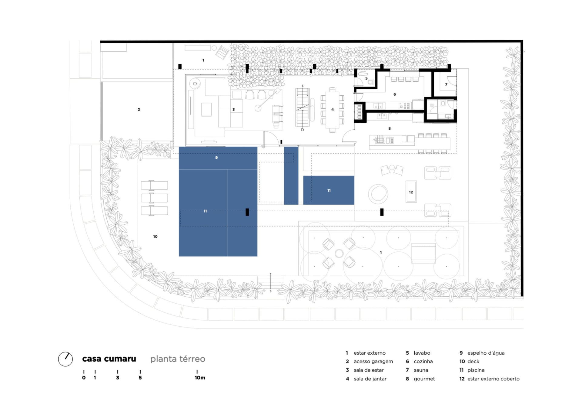 Floor plan of a modern house with a terrace.