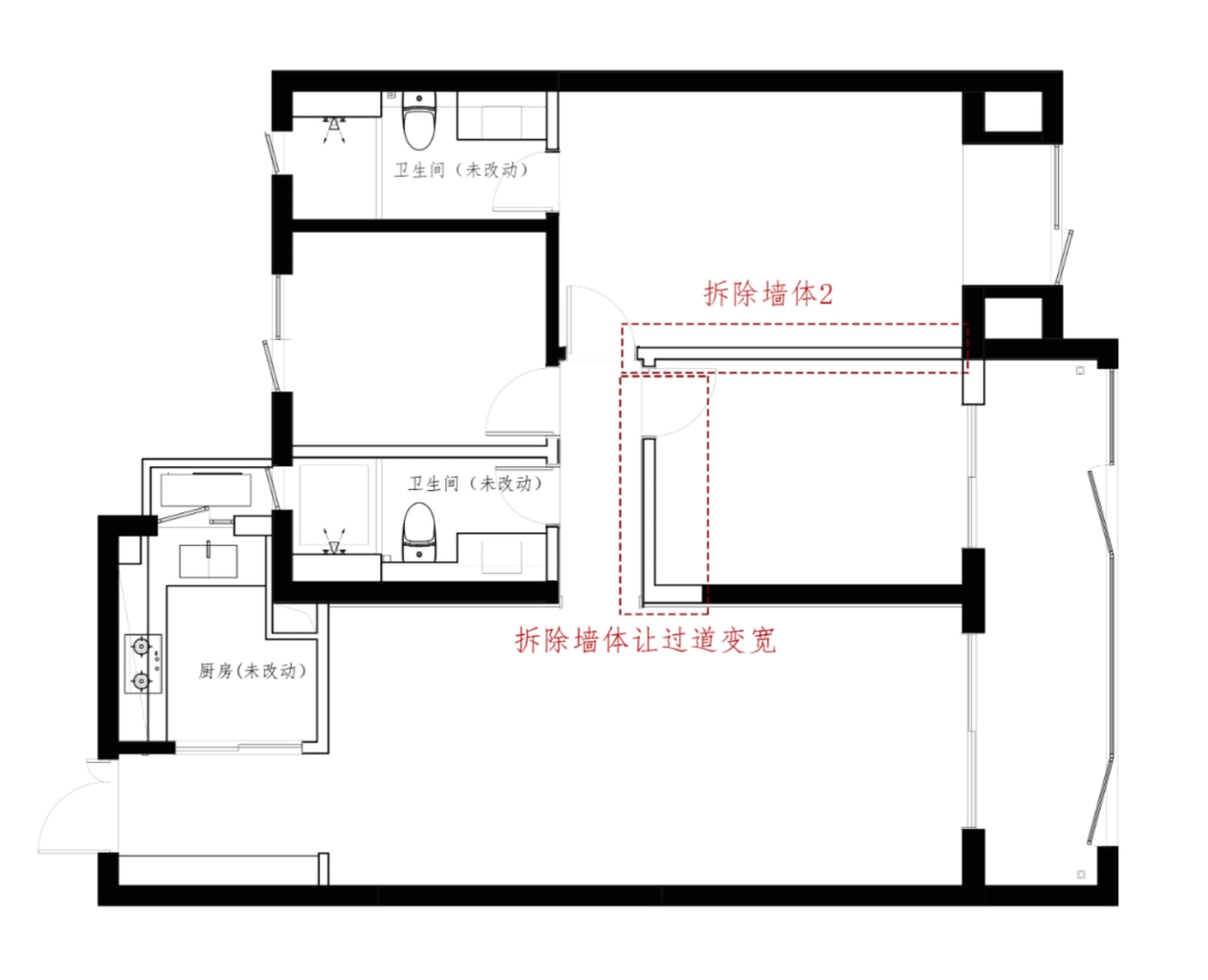 Floor plan layout of a modern residential apartment
