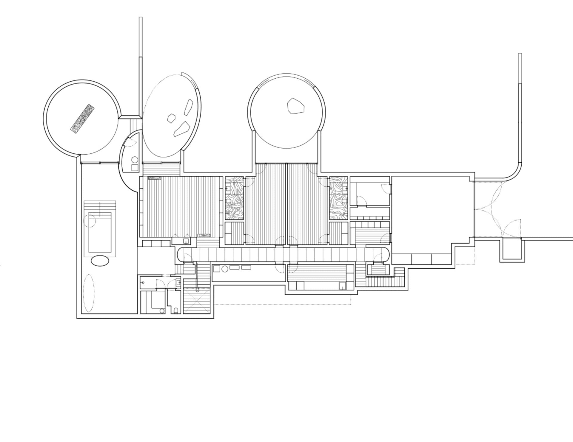 現代住宅建築的平面圖，搭配木質地板。