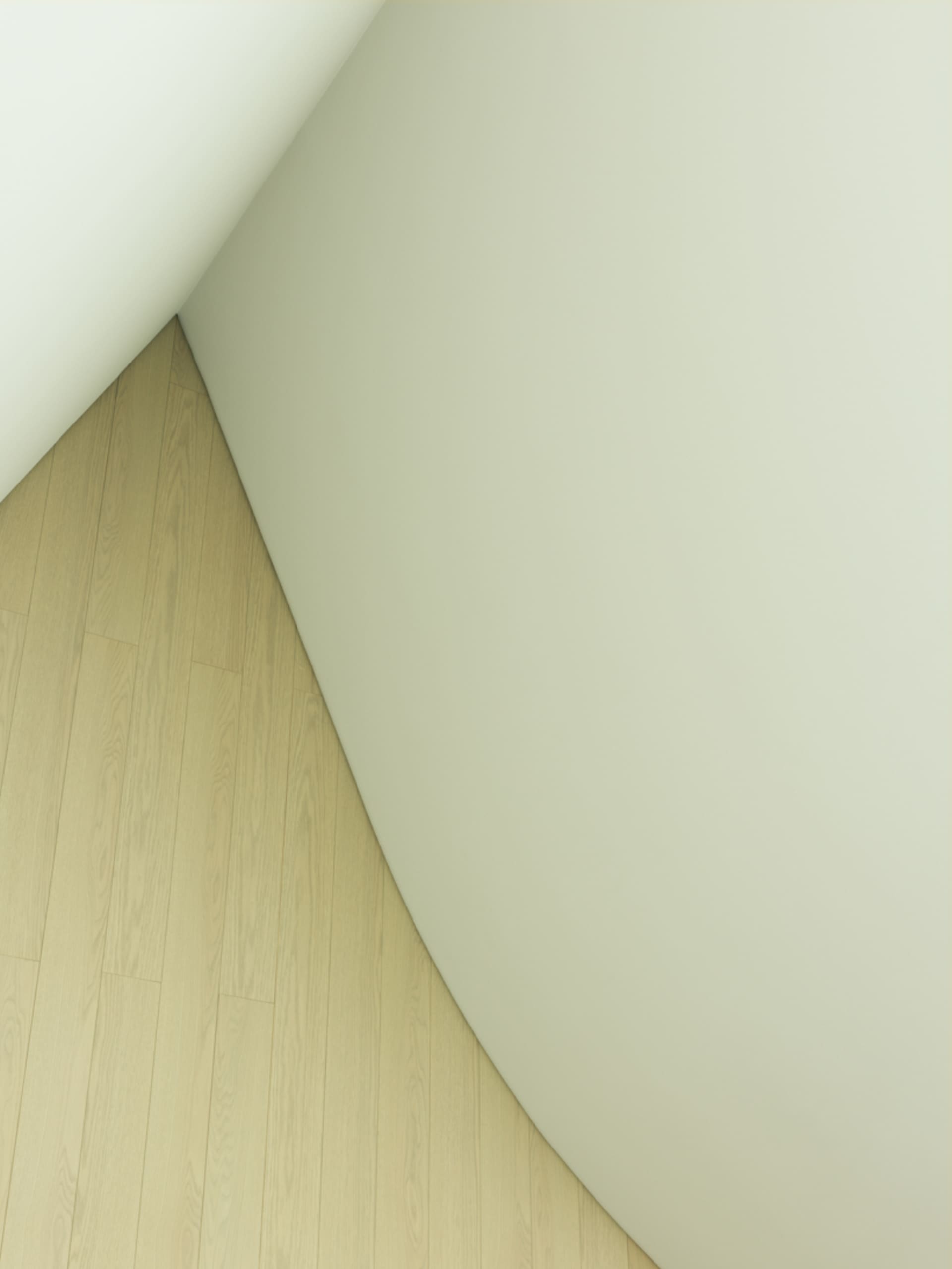 A modern residential interior featuring light wood flooring and painted walls.