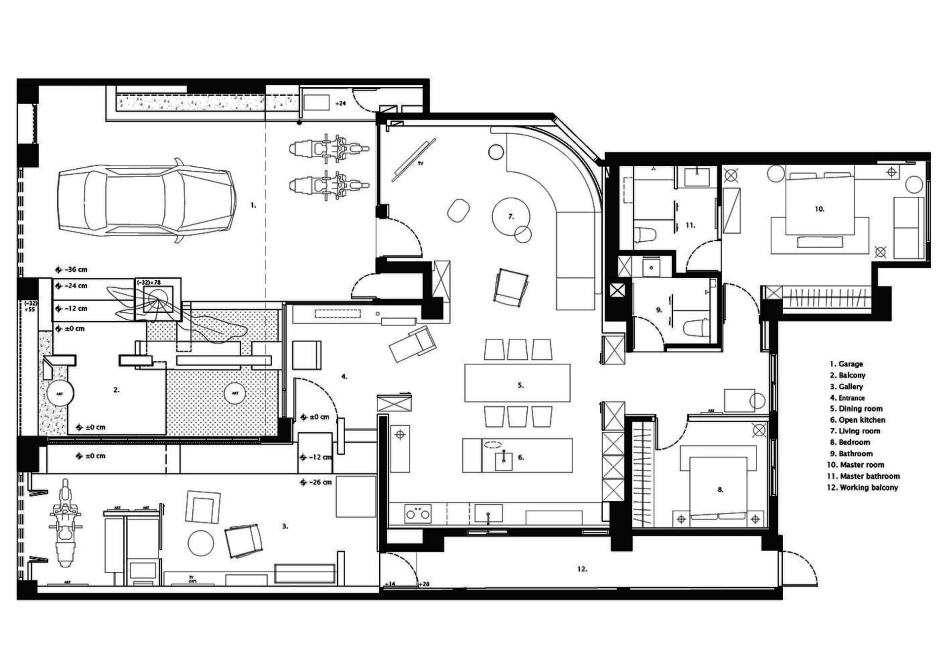 住宅室內的詳細2D技術建築圖