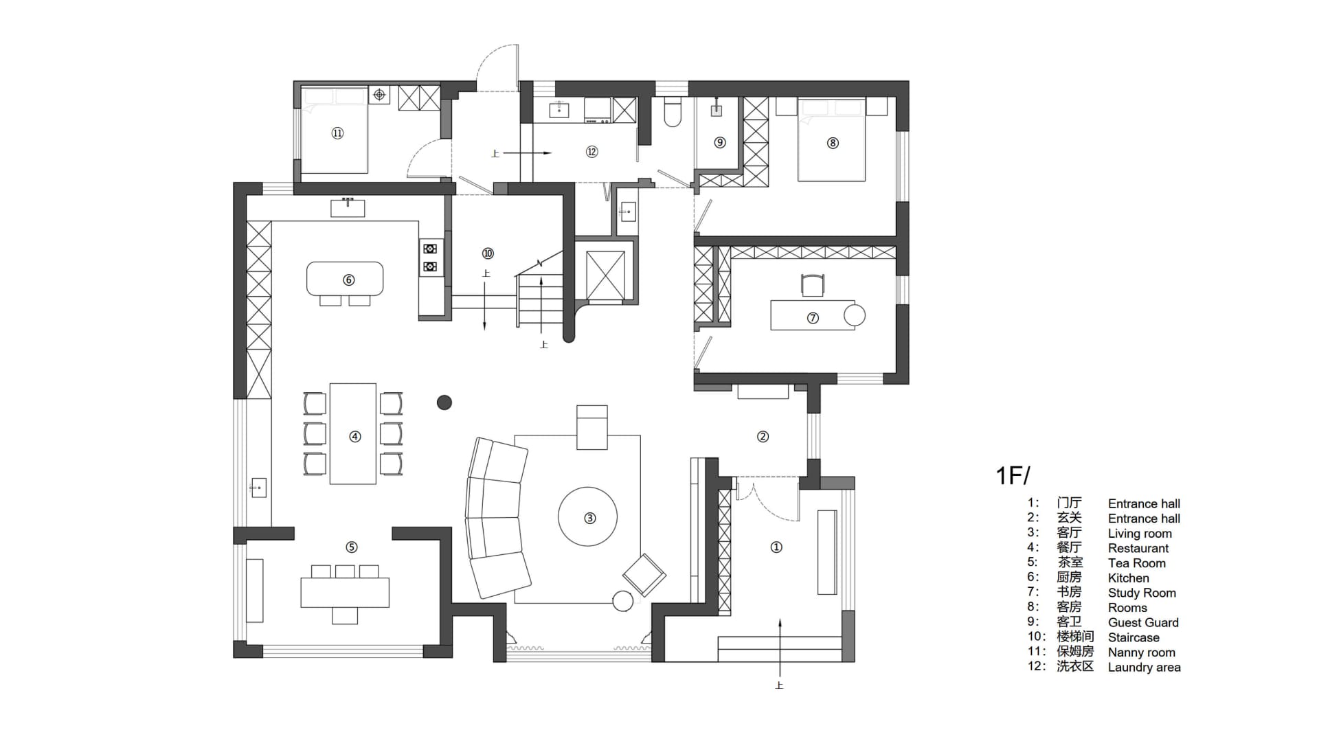黑紙與金屬線製成的住宅建築平面圖