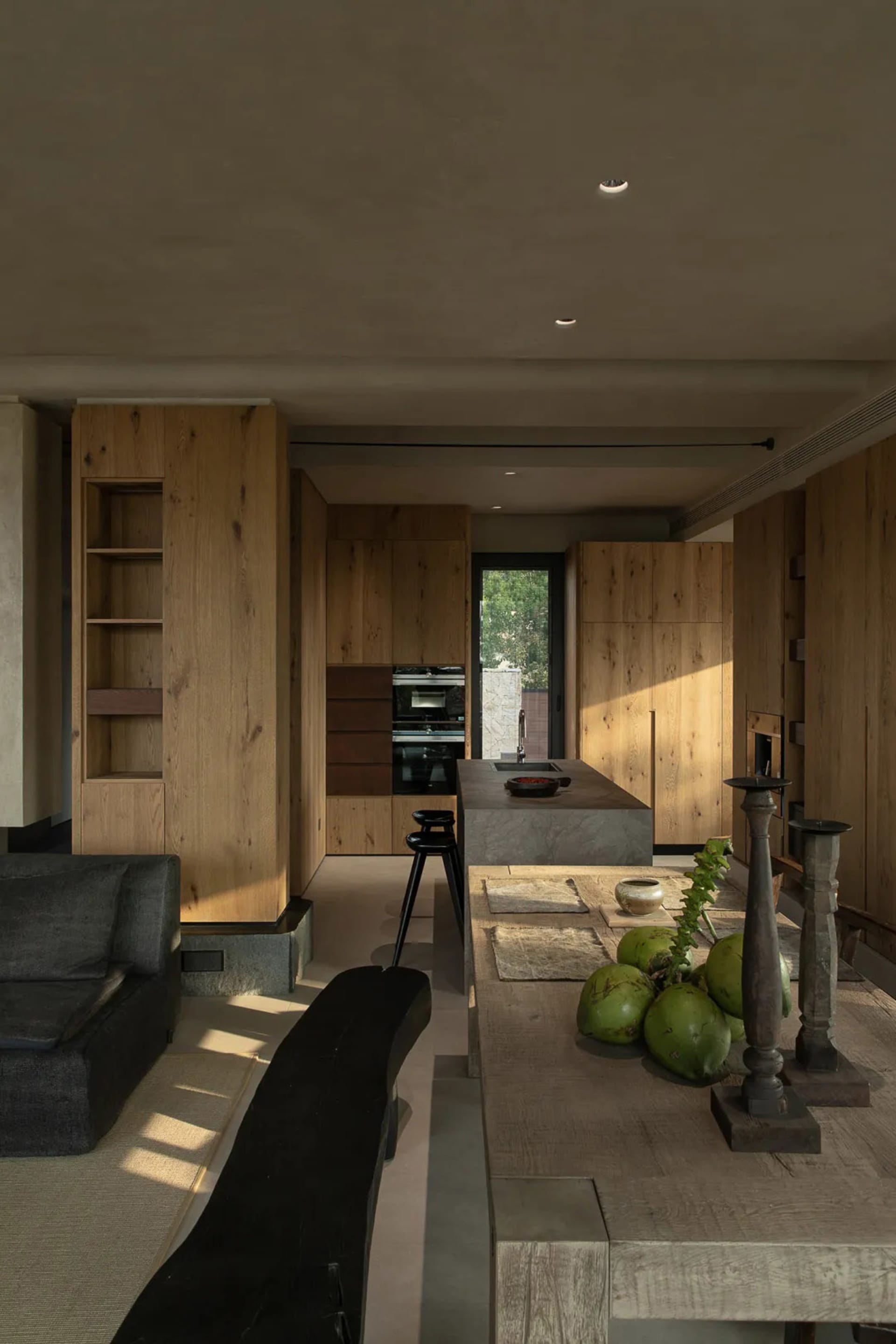Modern commercial space featuring a wooden interior design.