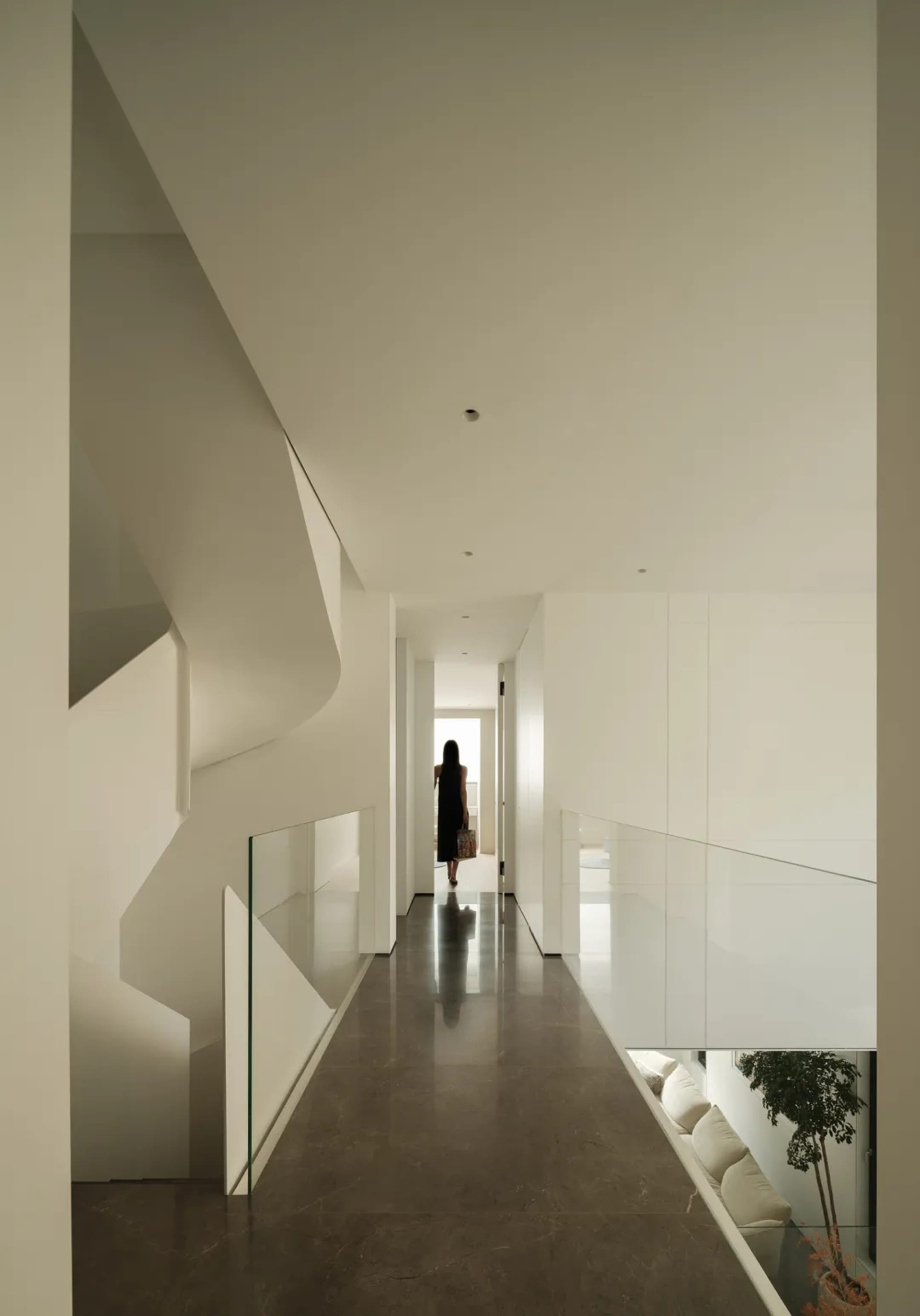 Minimalist corridor with concrete walls