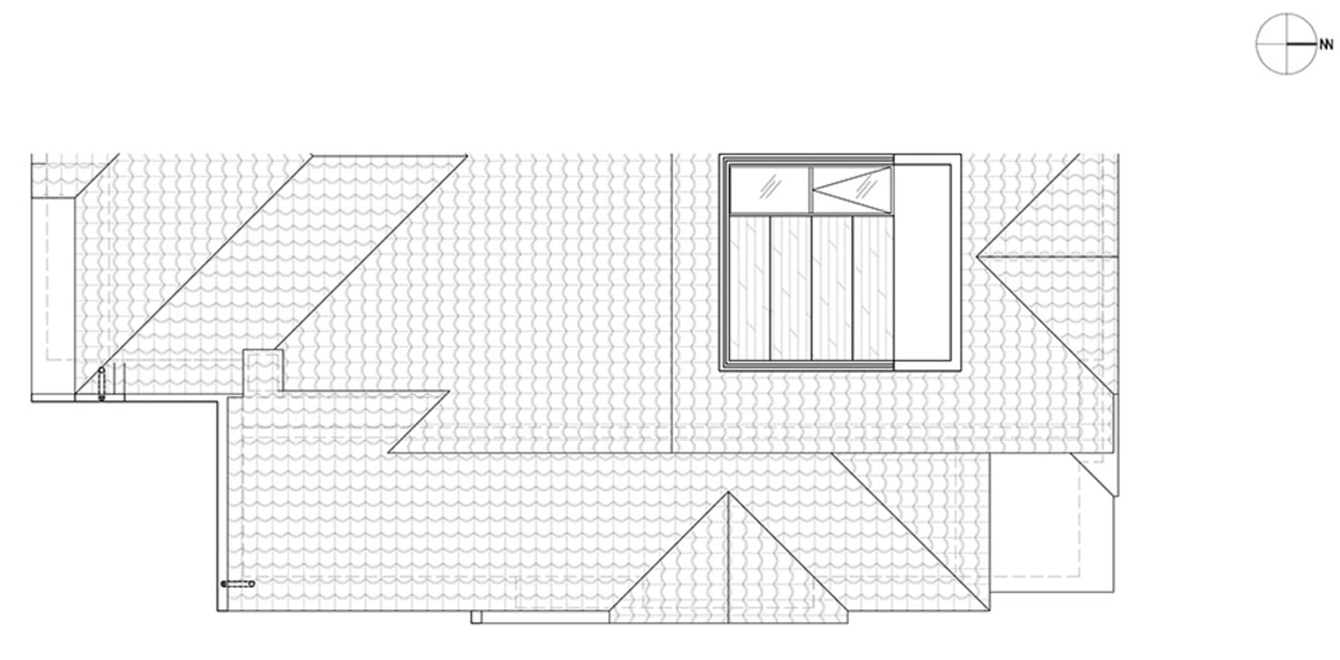 屋頂平面詳細規劃圖,展示各種瓦片表面與屋頂結構。