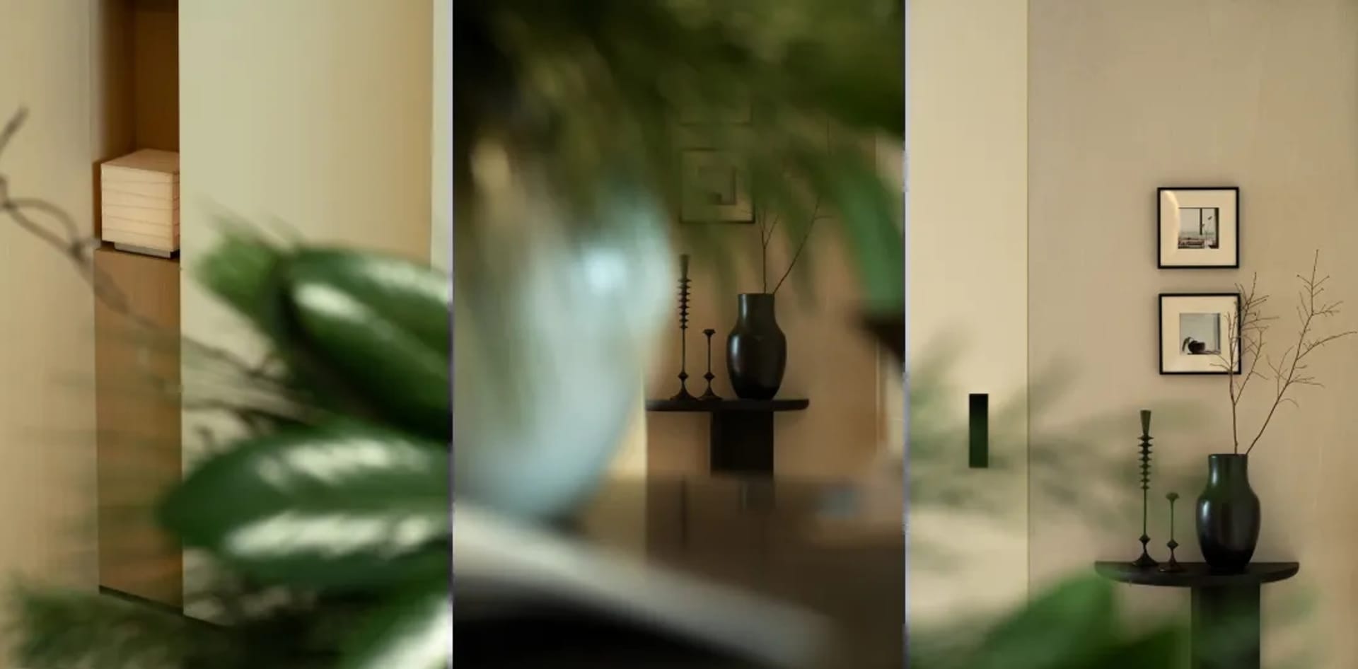 現代客廳擁有俐落木質地板、玻璃牆面與茂盛室內植物。
