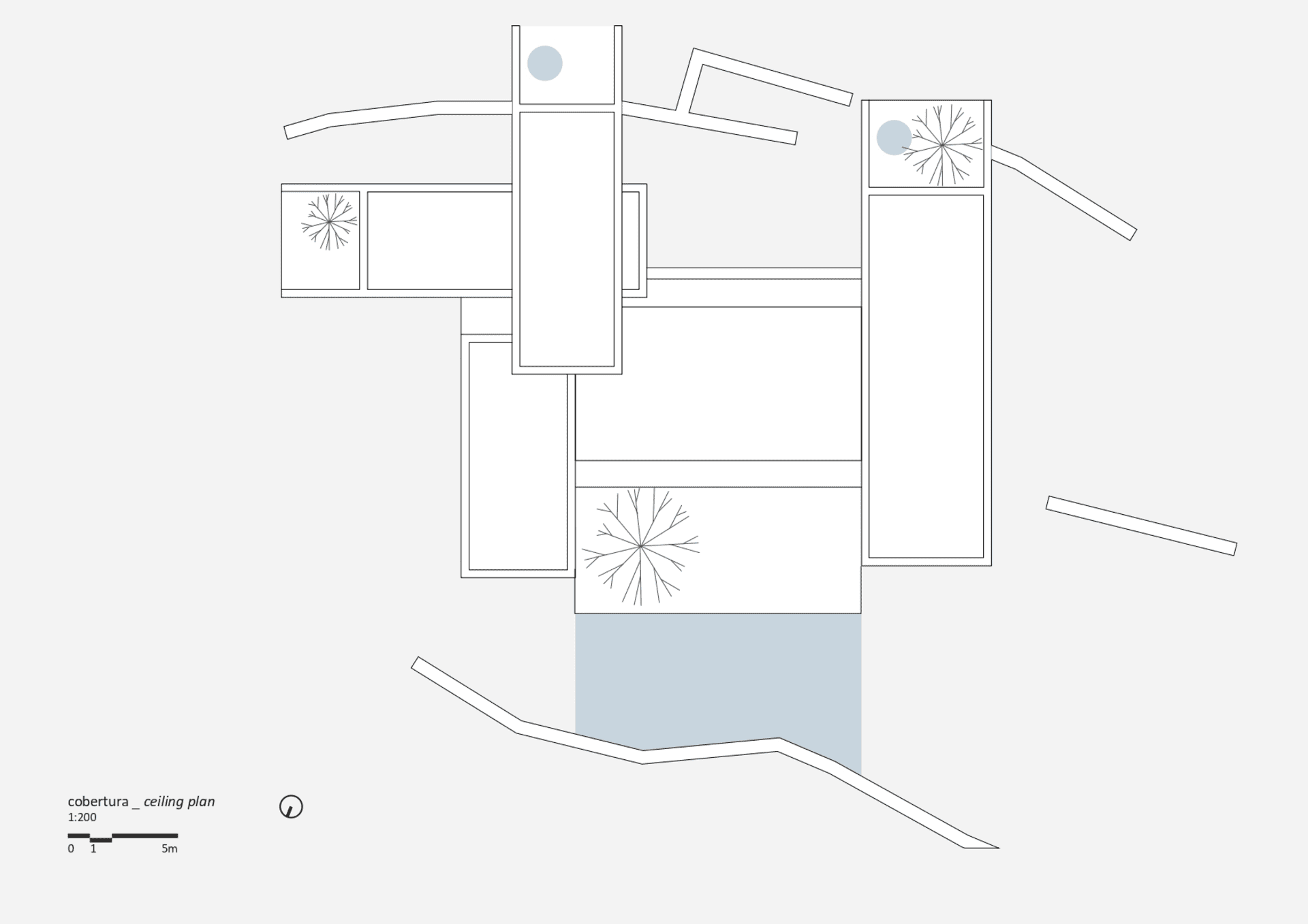 A building plan in paper form, showcasing a positive space layout.