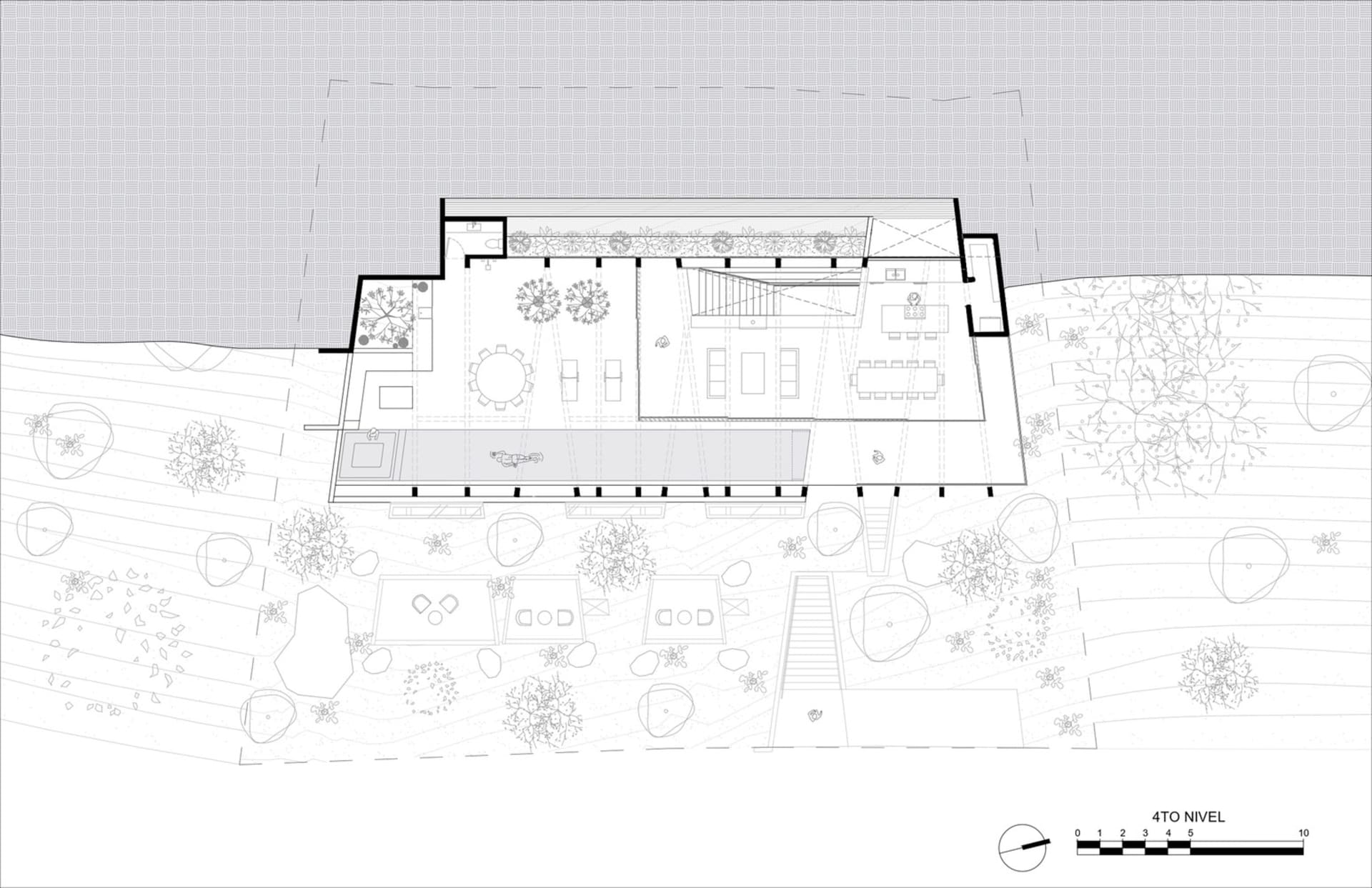 A minimalist residential floor plan showing a clean, modern layout with open spaces and simple design.