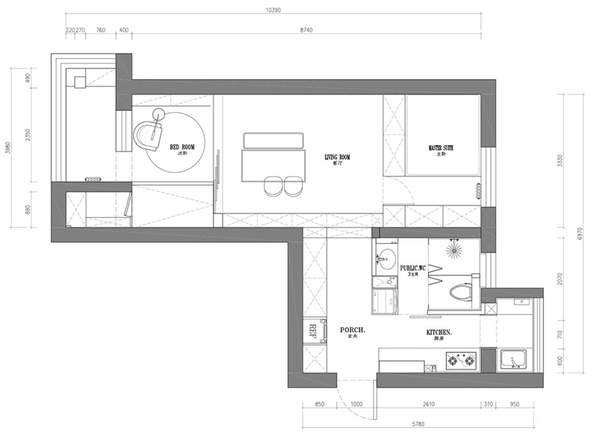 Floor plan of a modern apartment