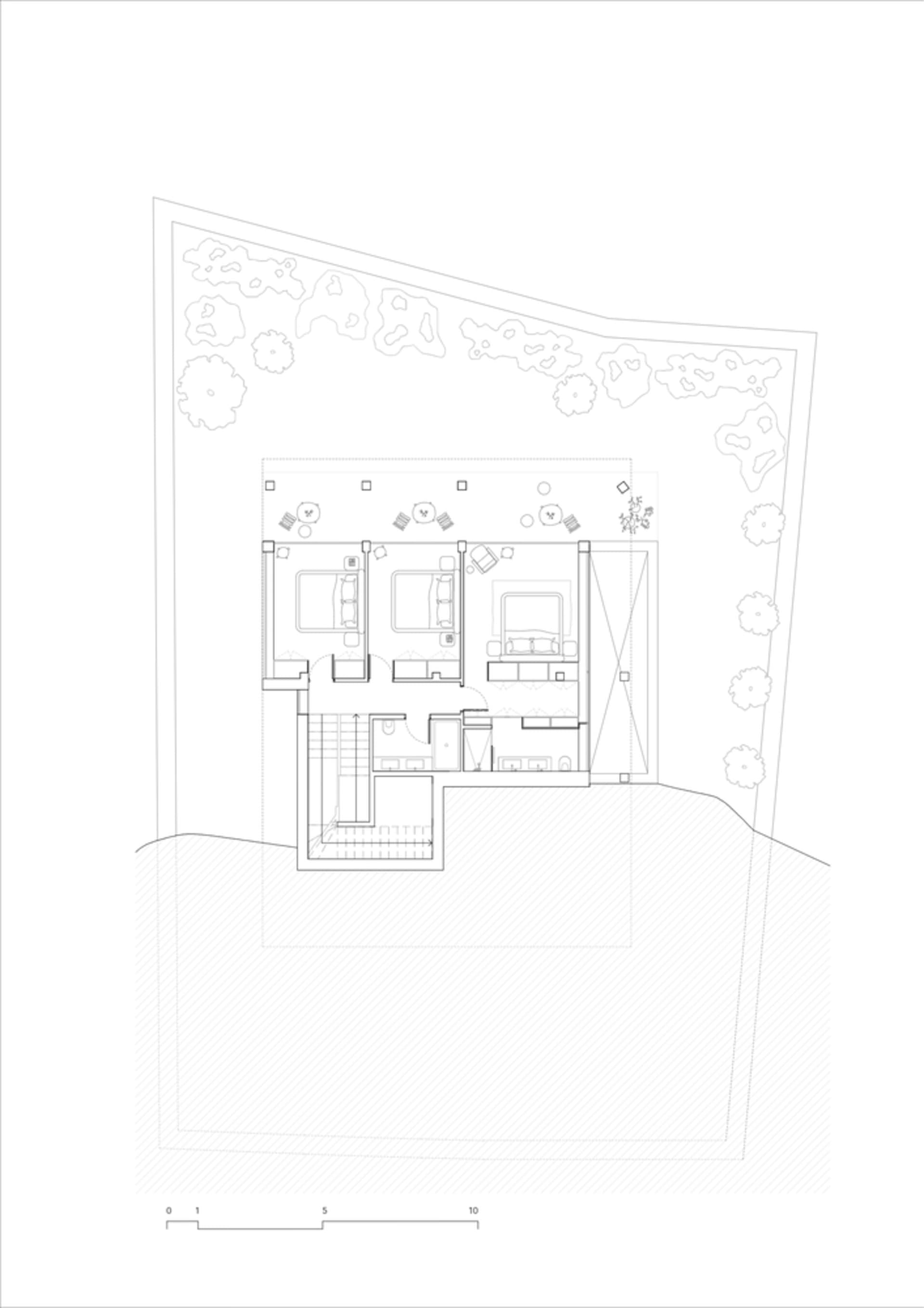 Modern residential floor plan with lines and text.