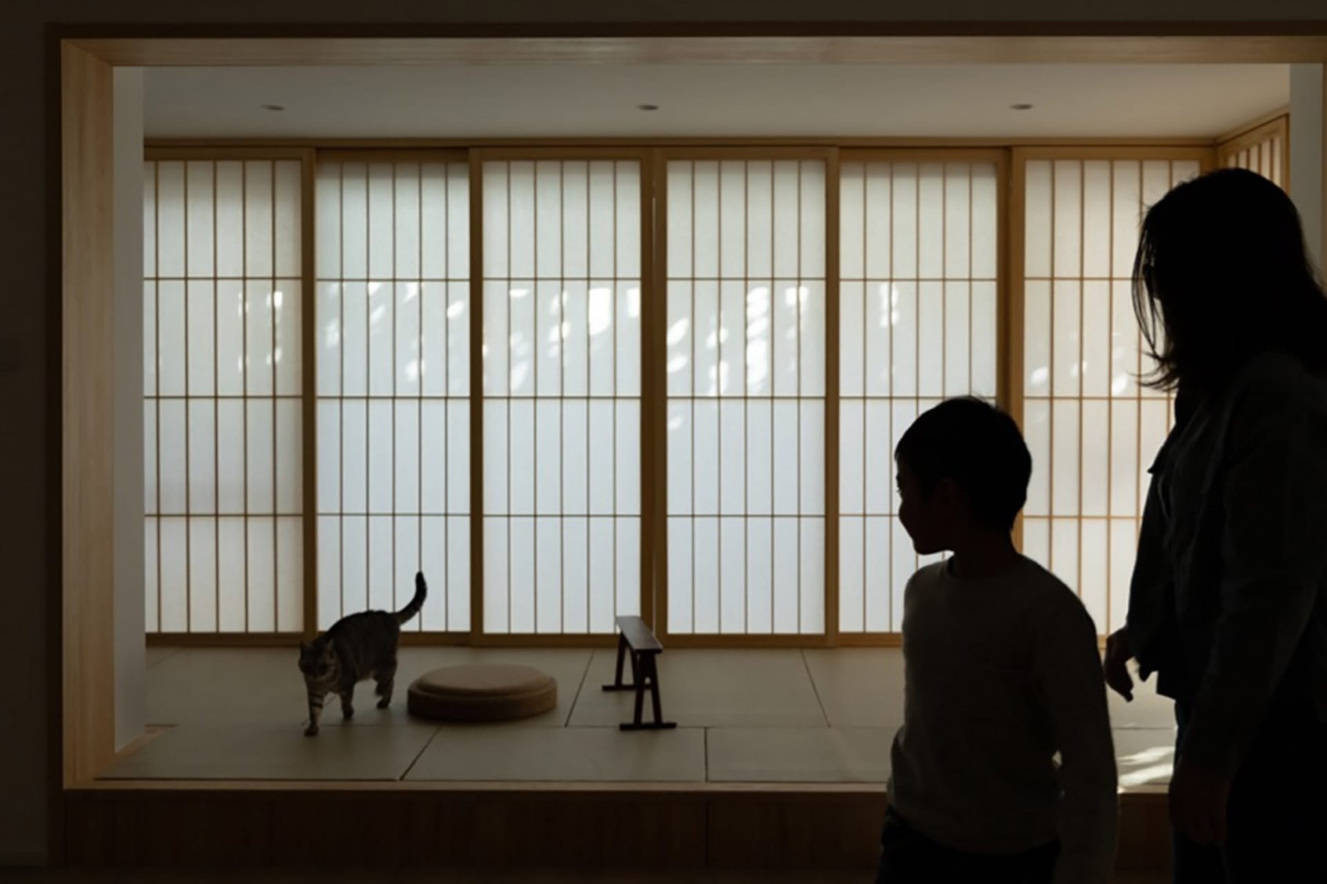 A modern family home with warm wooden elements and a peaceful atmosphere.