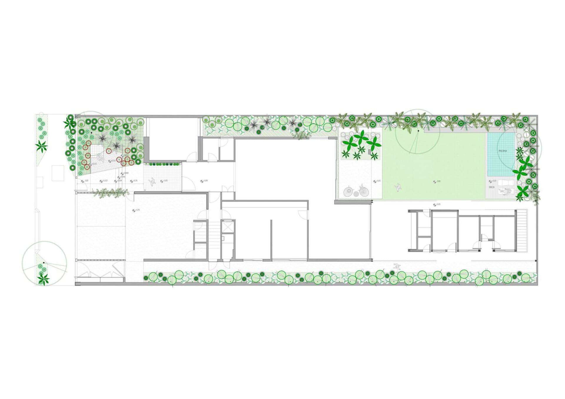 Modern residential house design with garden layout
