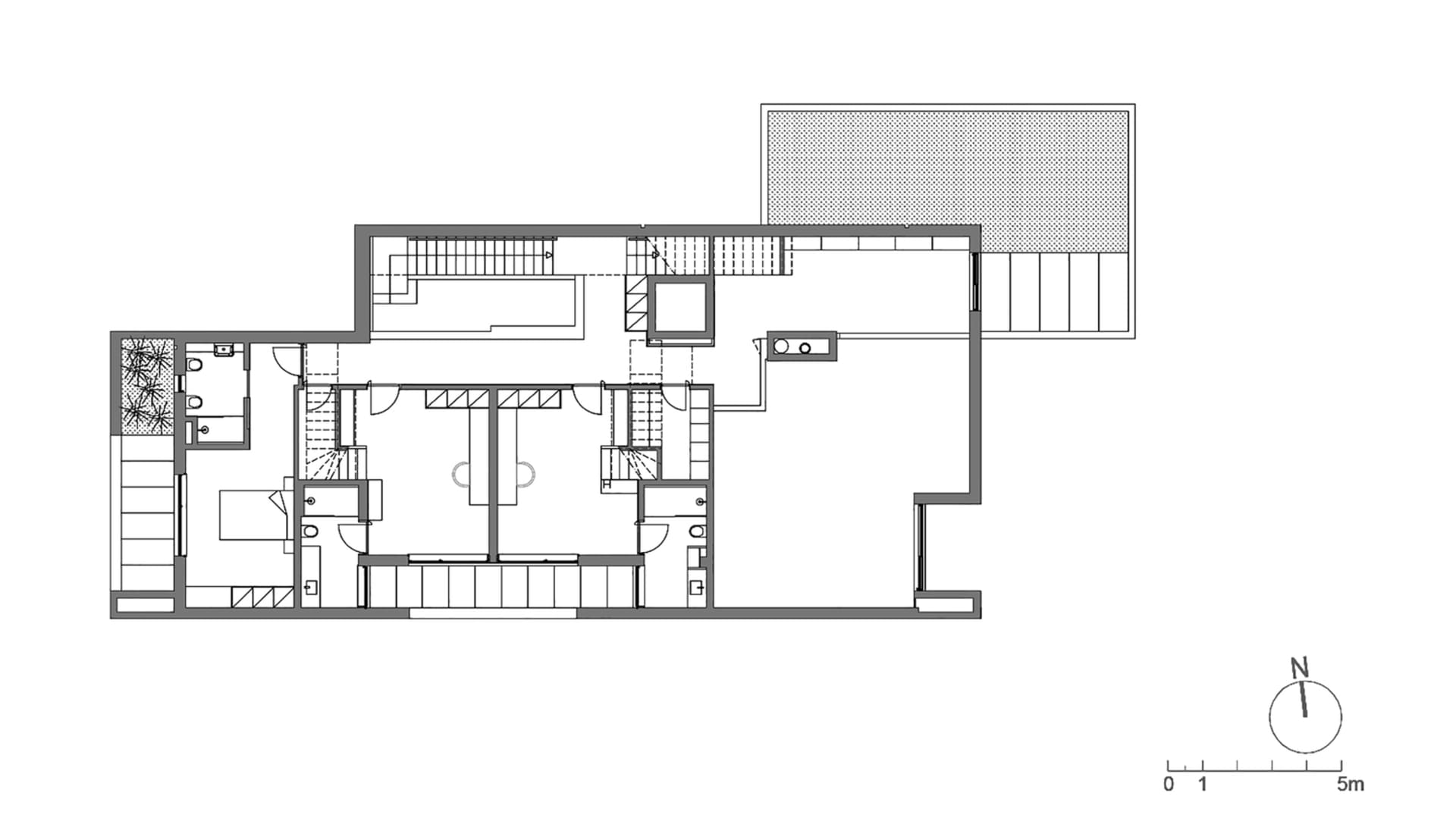 A technical 2D architectural drawing of a modern flat's floor plan.