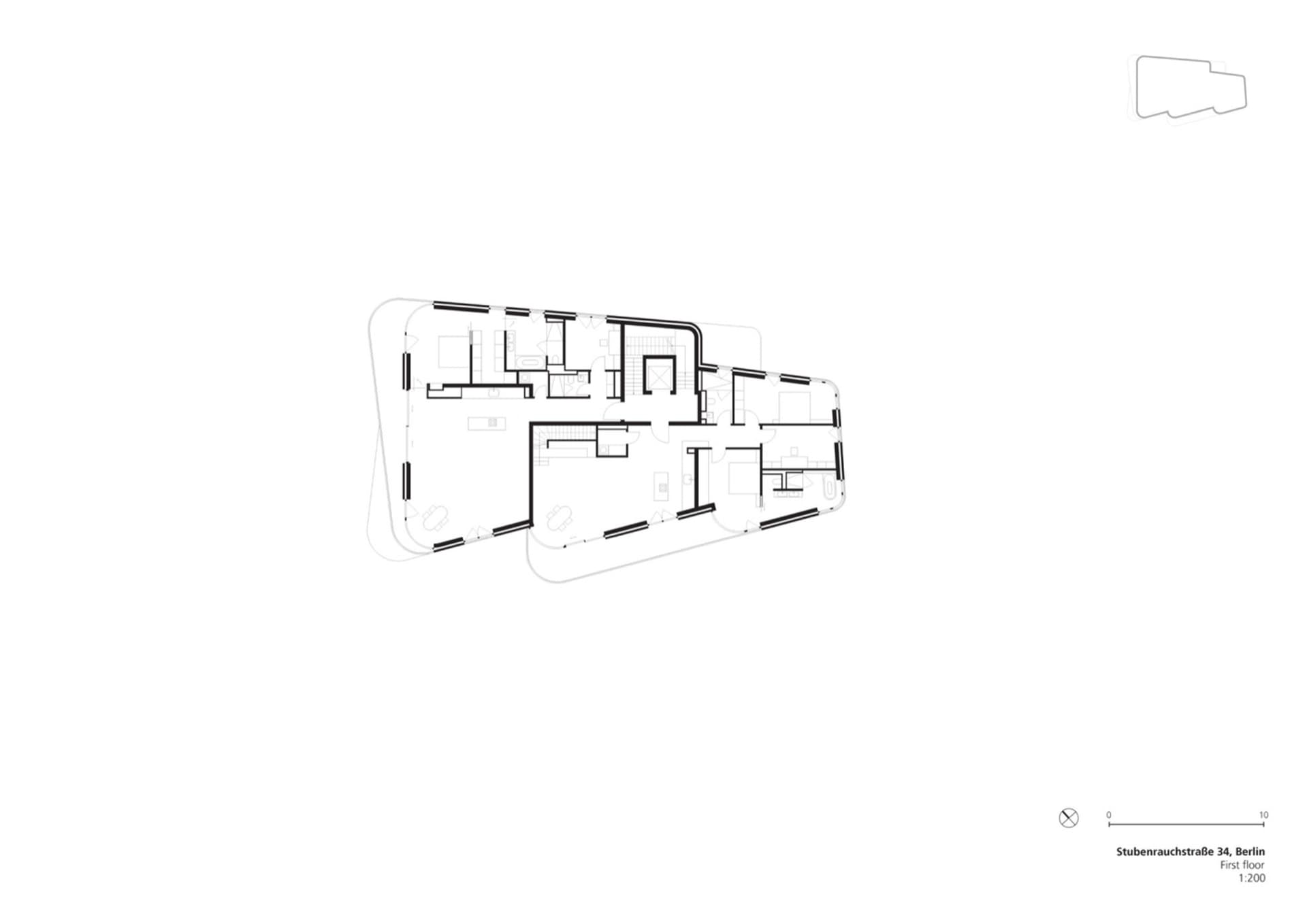 現代住宅建築的一樓建築平面圖