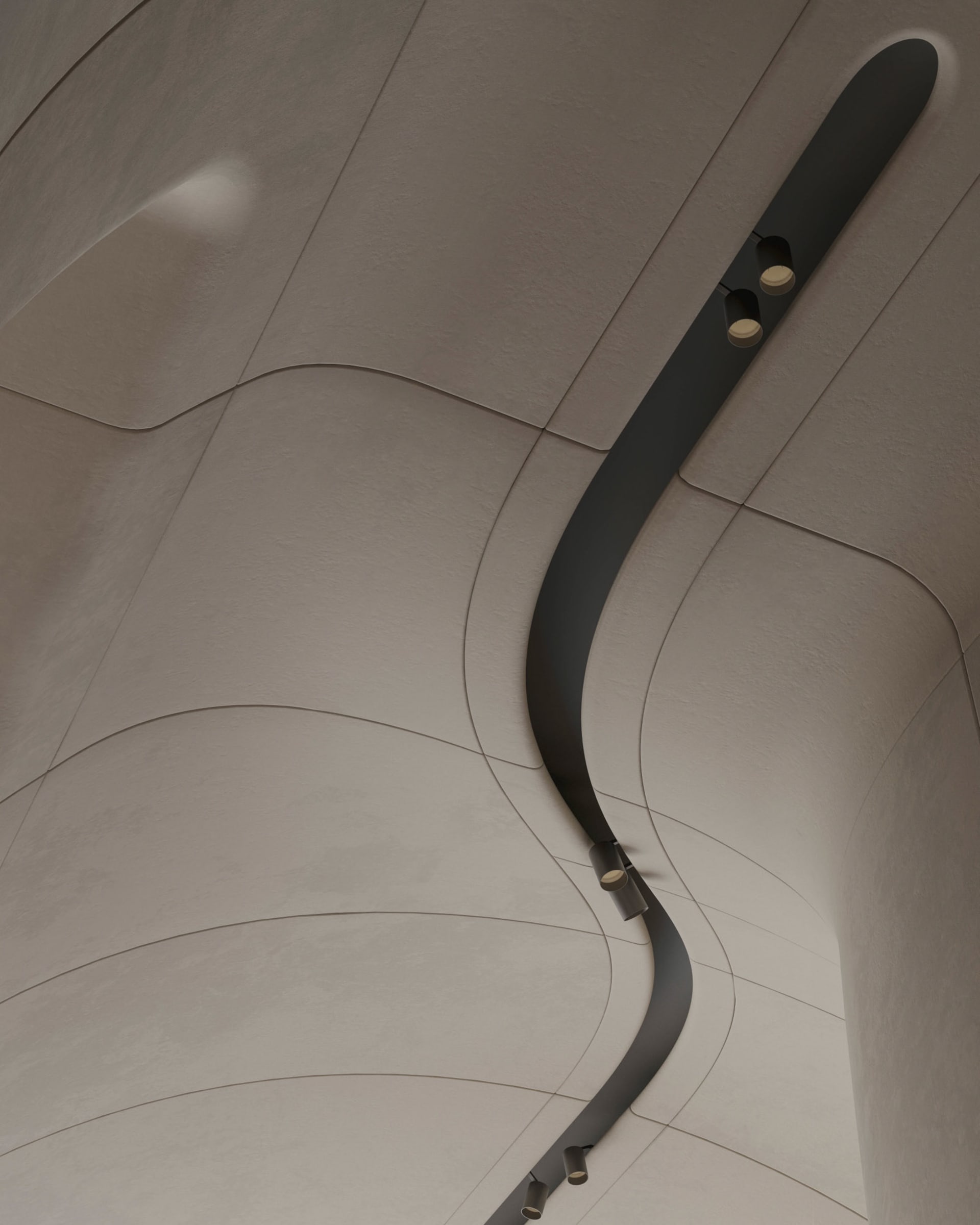 Modern interior design featuring concrete materials
