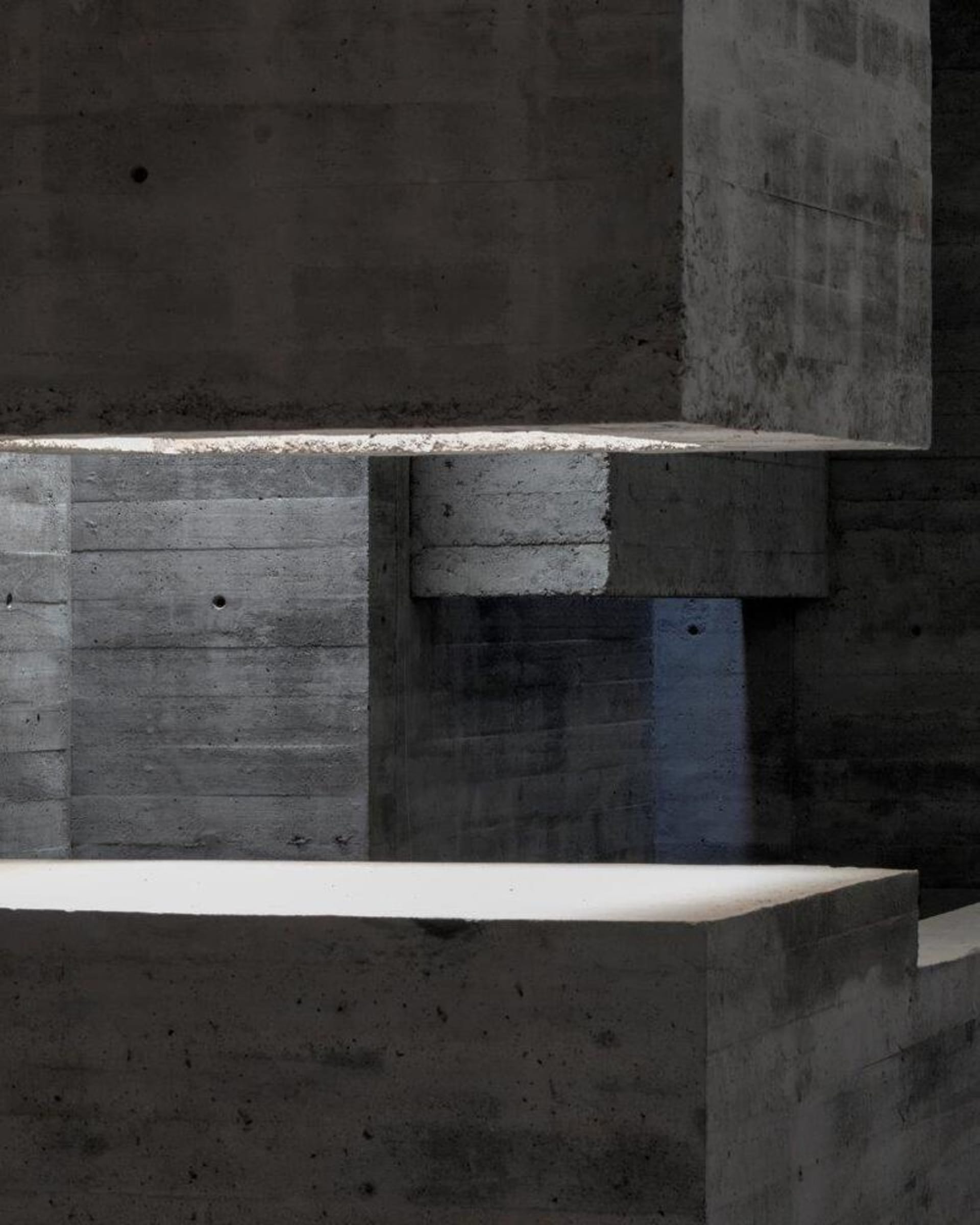 Modern interior design featuring concrete materials