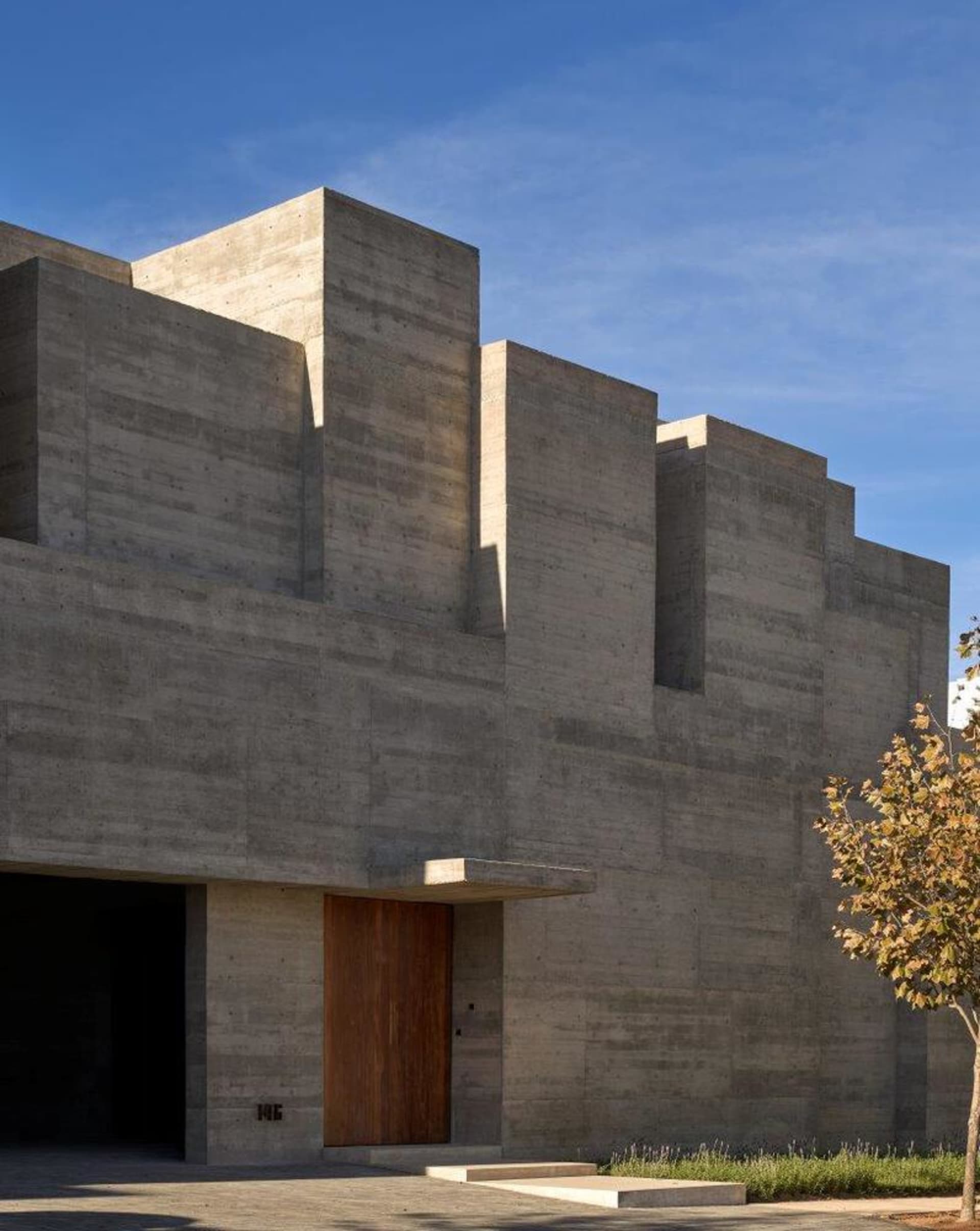 Modern building exterior made of concrete.