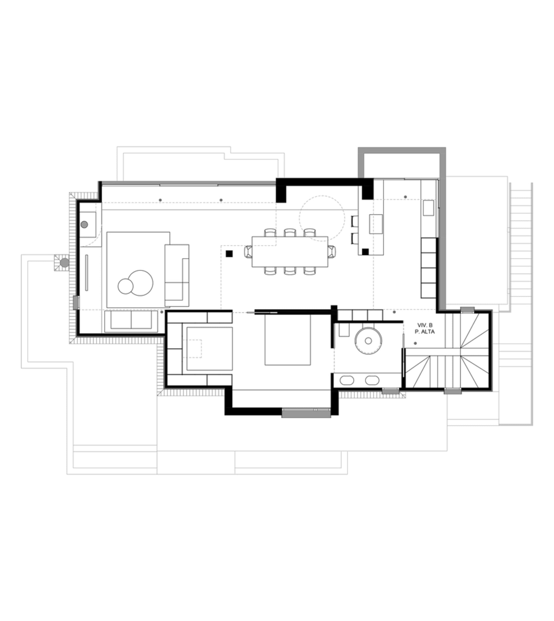現代住宅公寓的平面圖,具備簡約設計特色。