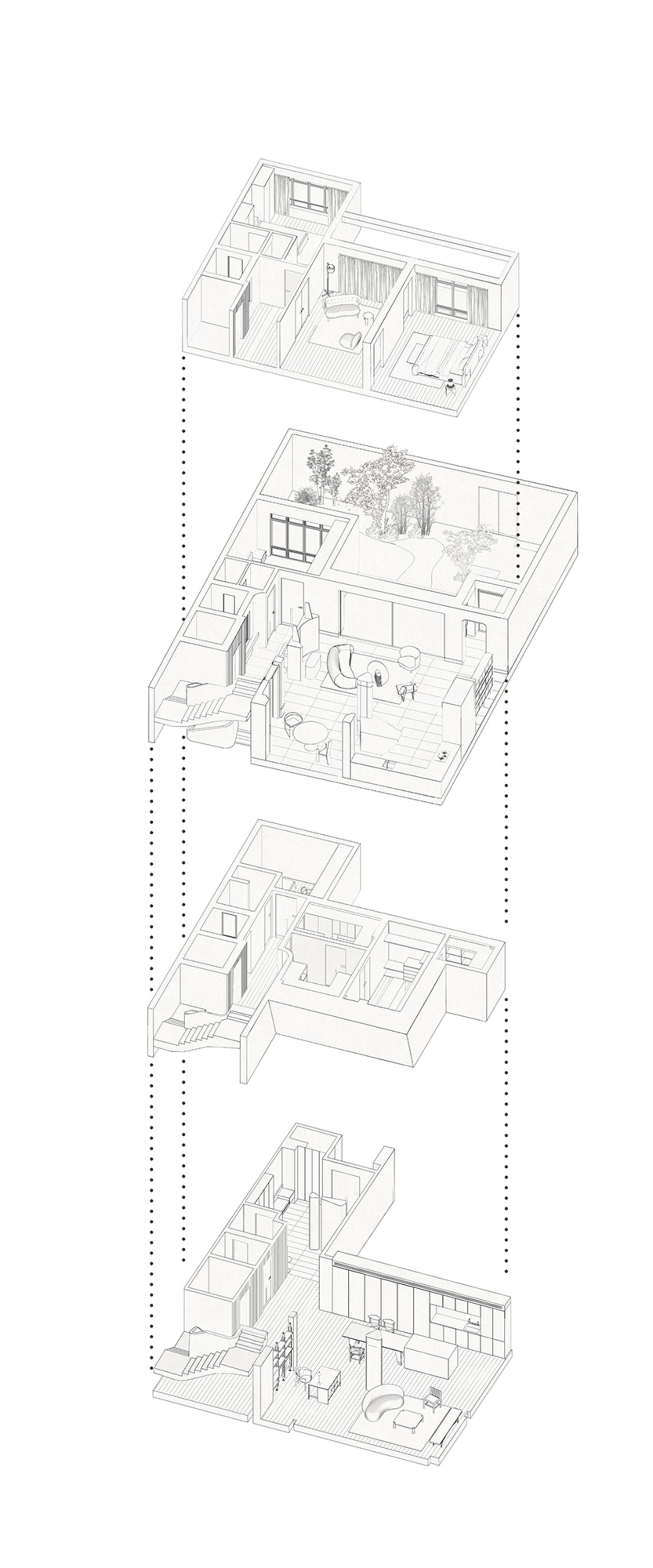 黑白現代住宅平面圖建築圖