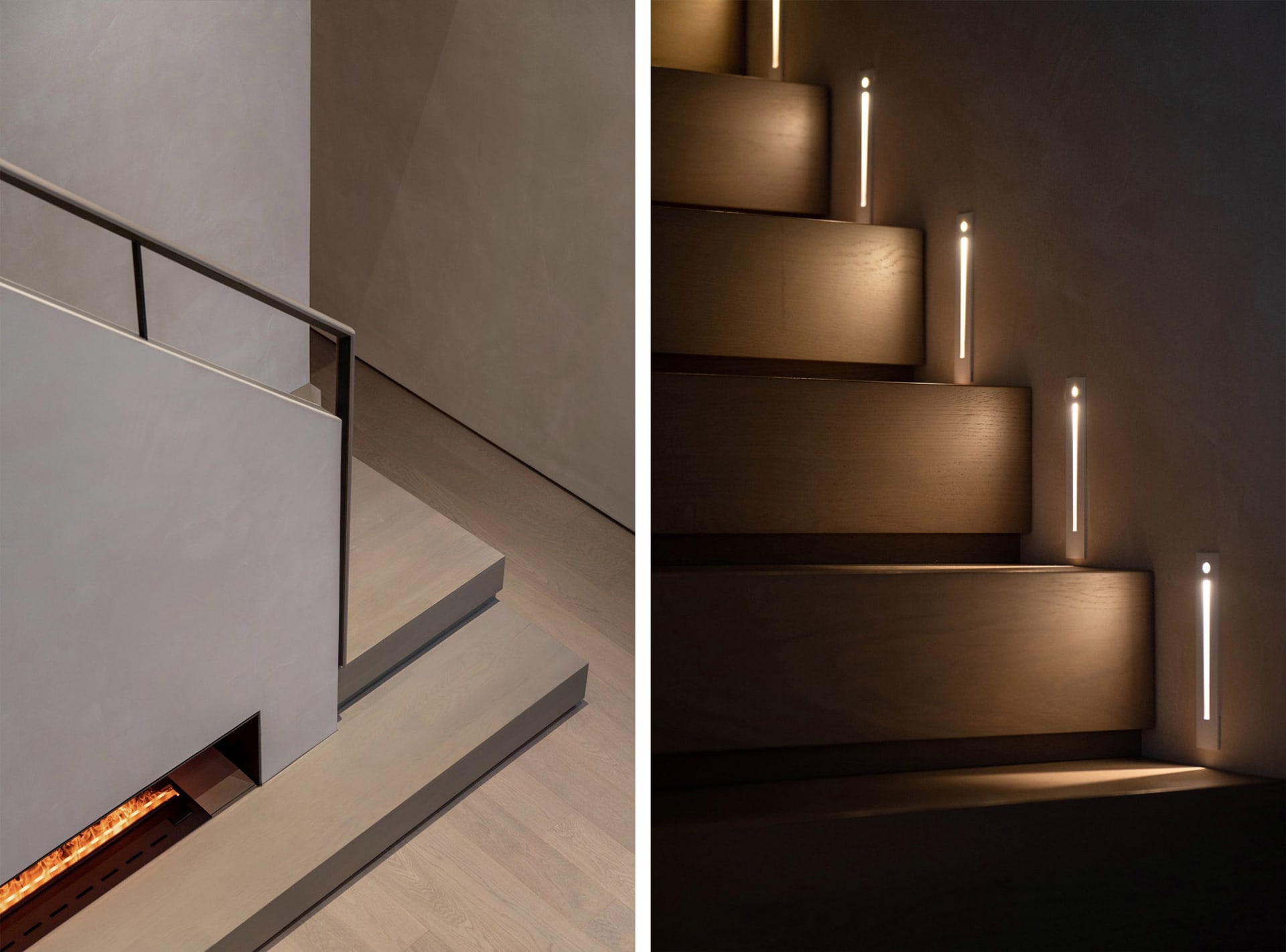 Modern, minimalist stairwell with integrated lighting in a contemporary design
