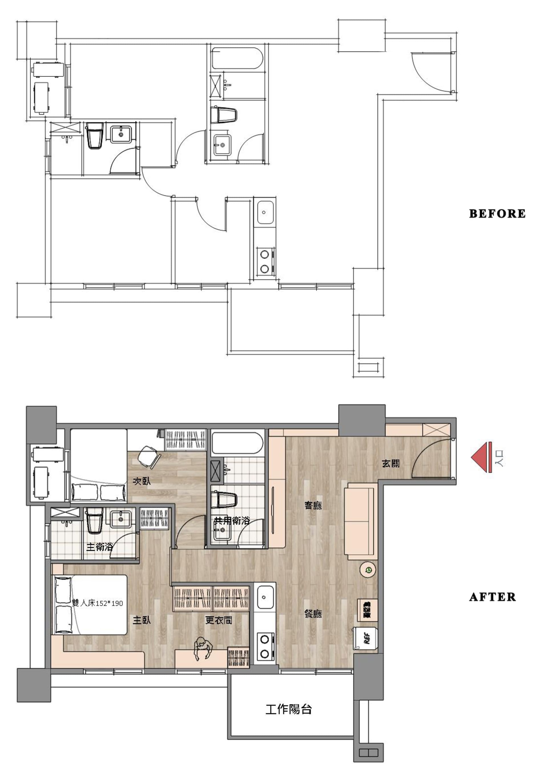 Minimalist house floor plan schematic showing living room, kitchen, bedrooms, and bathrooms.