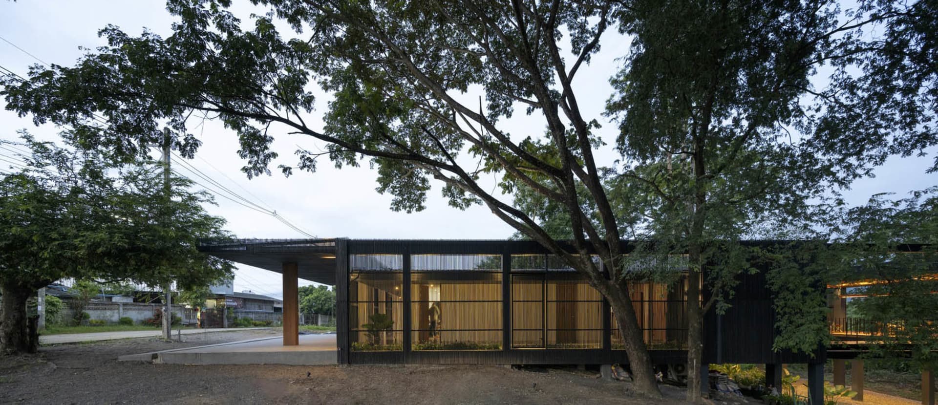 Modern exterior architecture featuring a metal roof.