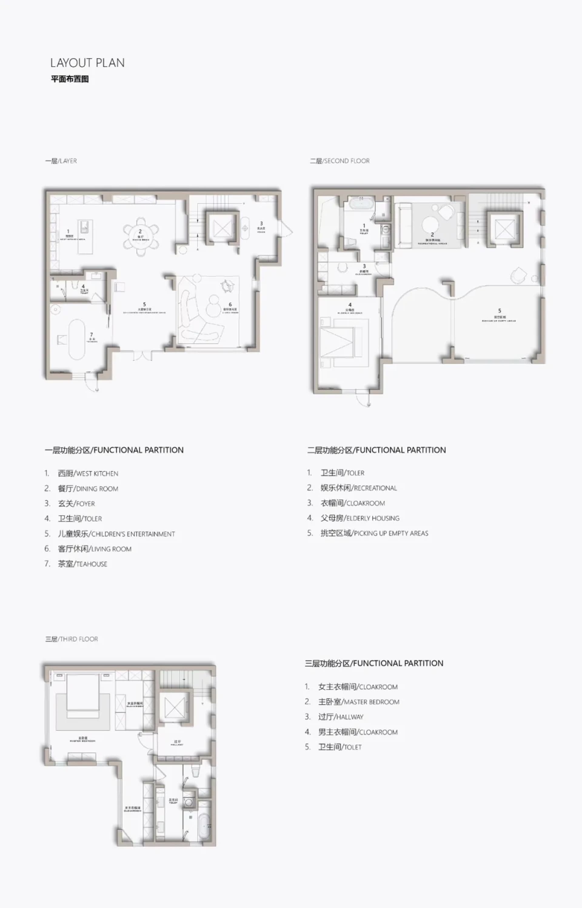 一張詳細的建築平面圖,展示現代住宅空間的配置。