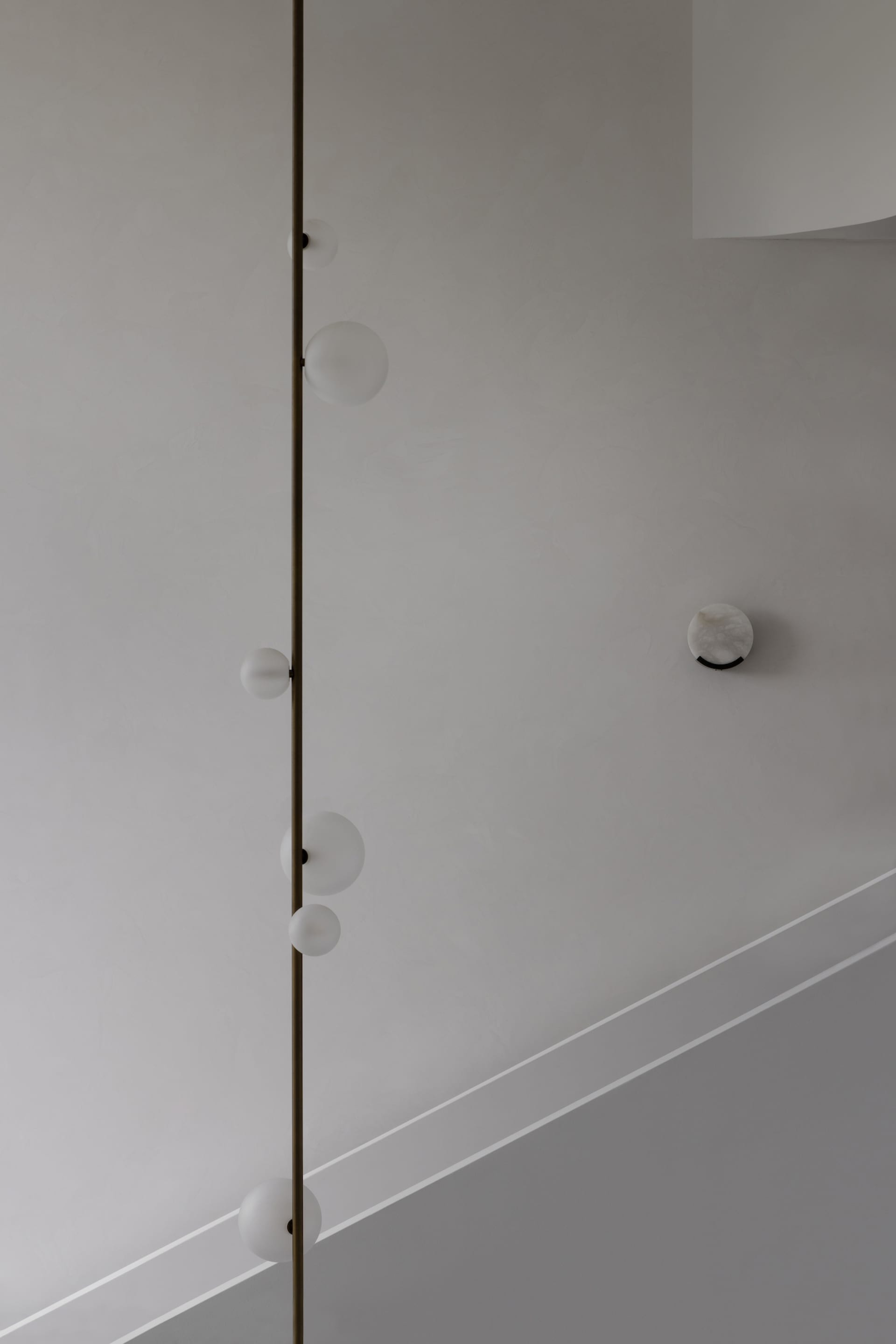 Modern interior design featuring glass light fixtures