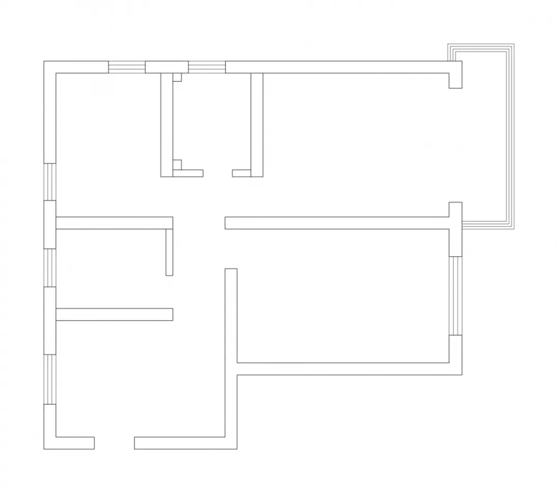 A detailed blueprint of a modern architectural design, showing the layout of a floor plan.