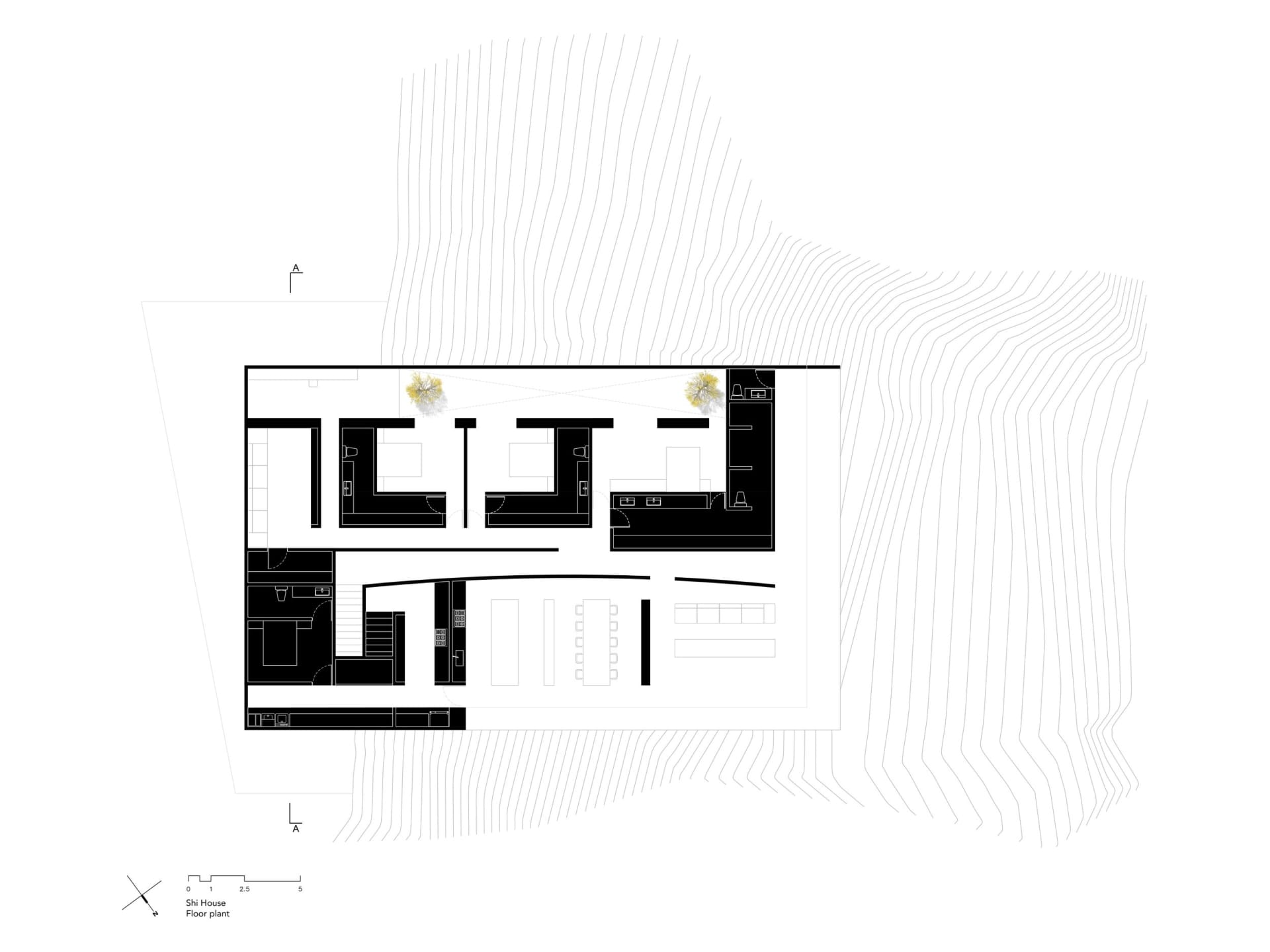 一張現代住宅空間的詳細建築平面圖，展示各個房間與功能區域。