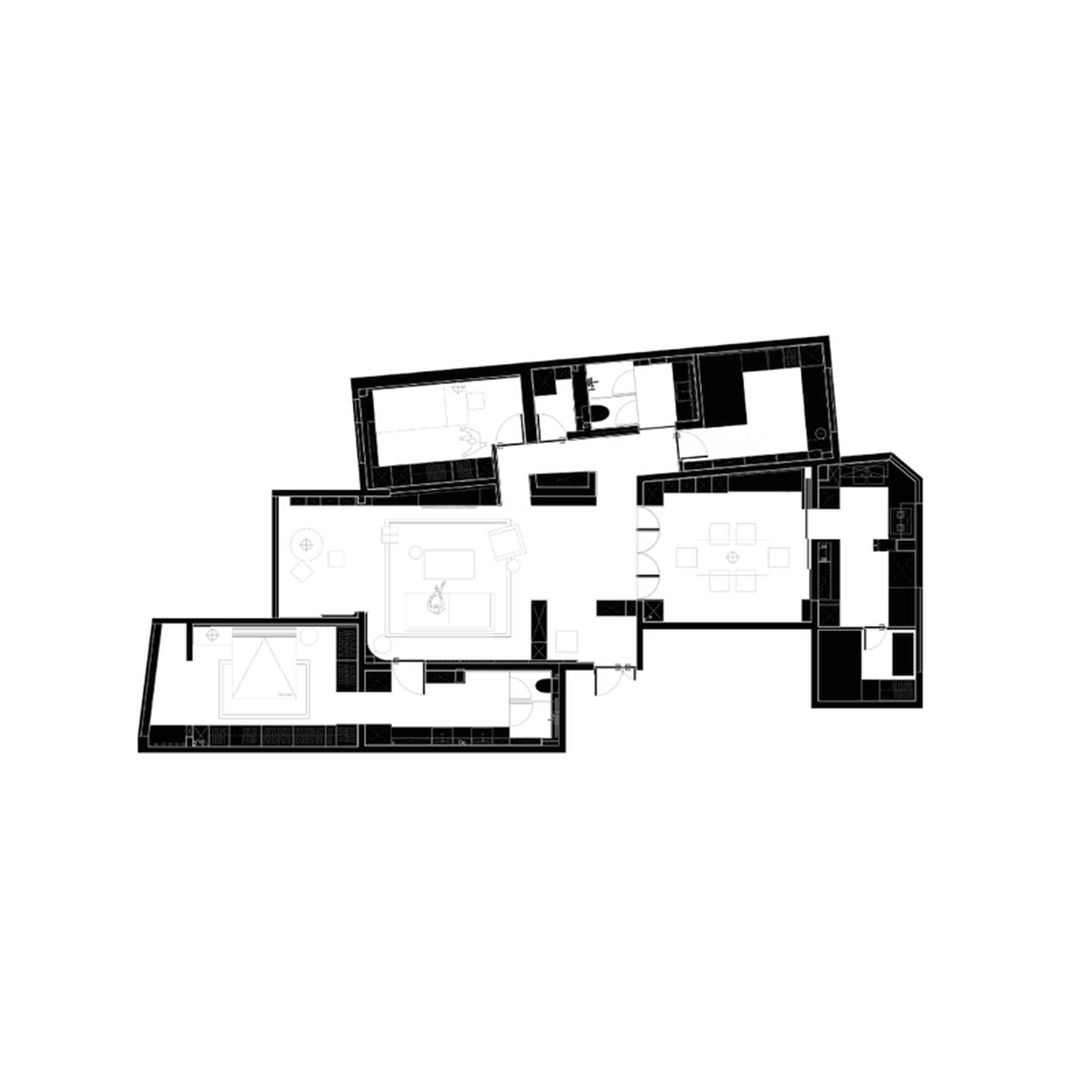 一張現代住宅公寓的建築平面圖。