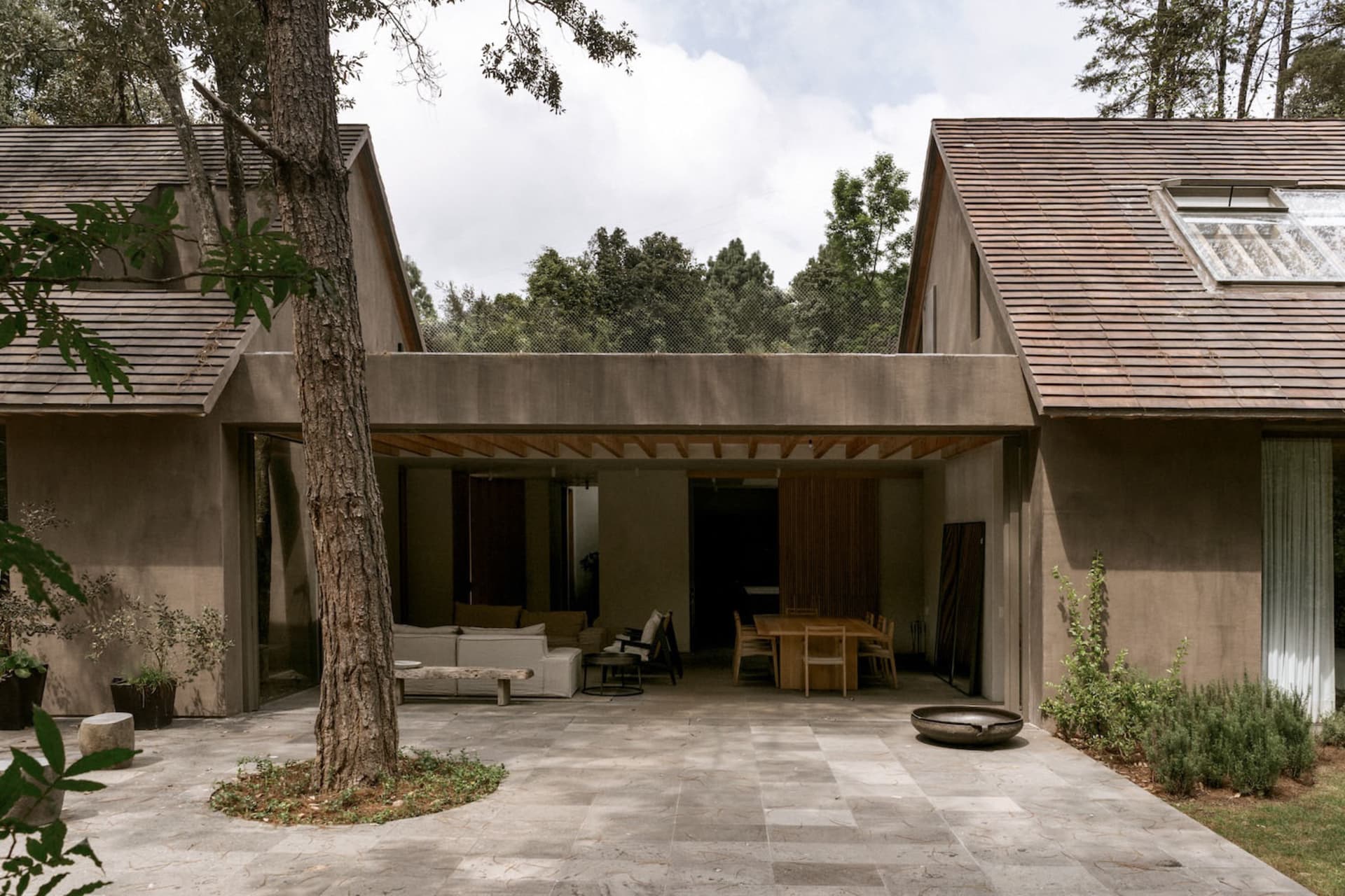 Concrete residential living space with modern design elements.