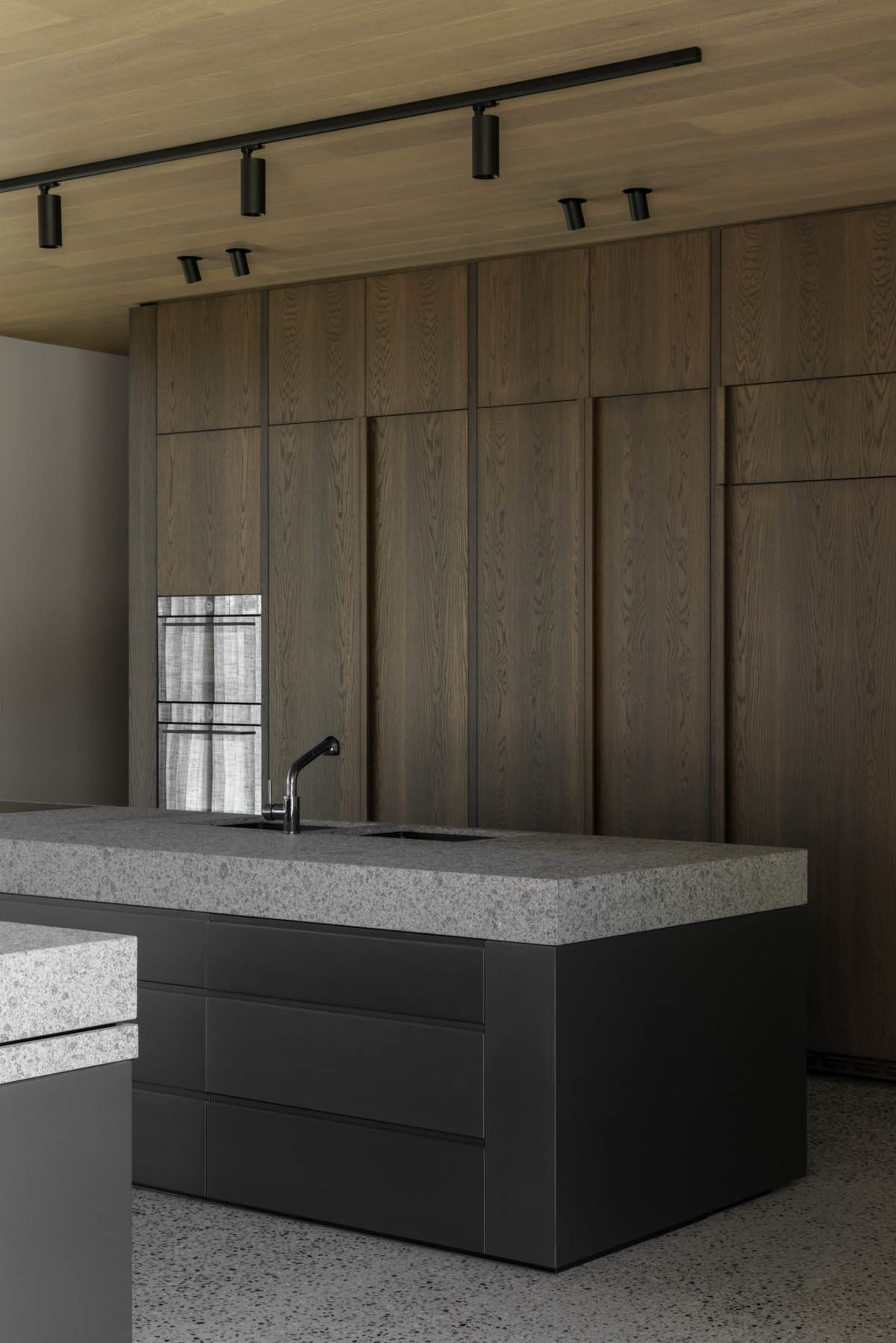 Modern residential kitchen with granite countertop